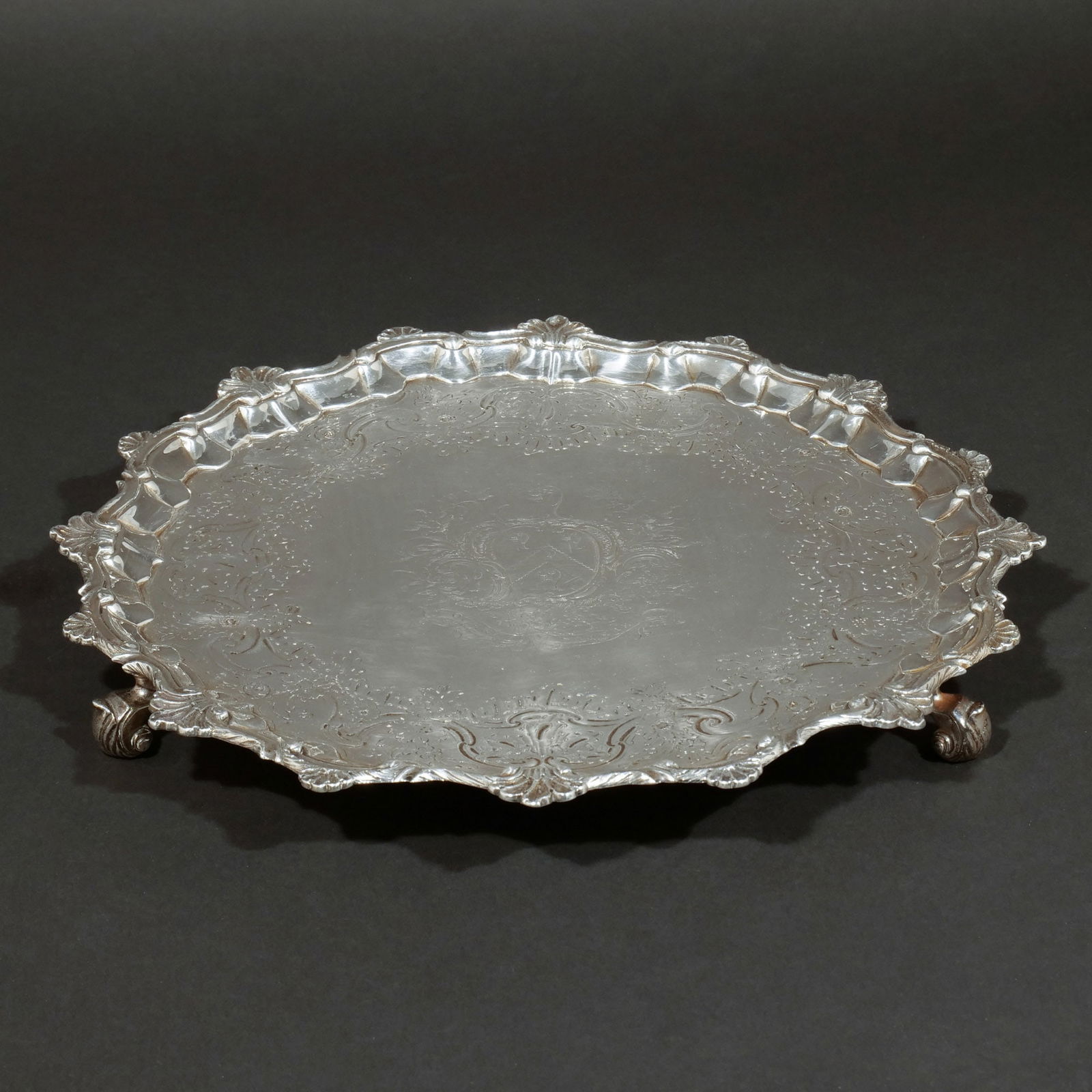 WILLIAM PEASTON GEORGE II ARMORIAL SILVER SALVER (1 of 7)
