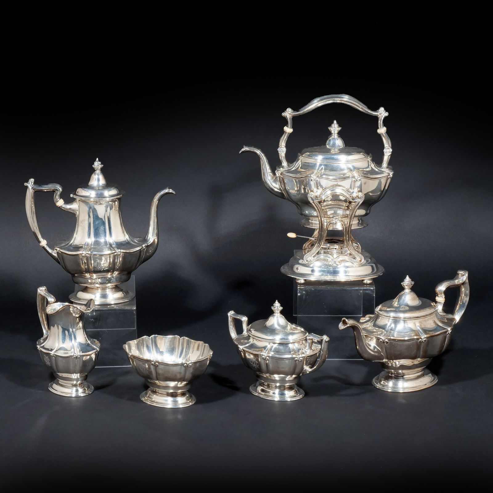 (6pc) GORHAM STERLING SILVER TEA SET (1 of 10)