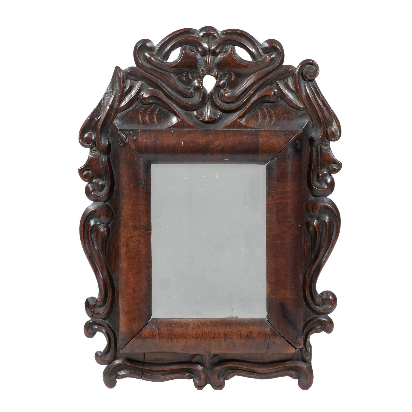 CONTINENTAL CARVED WALNUT COURTING MIRROR (1 of 7)