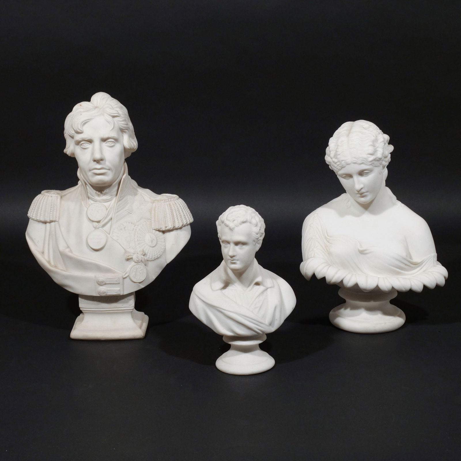 (3pc) ANTIQUE PARIAN BUSTS (1 of 8)