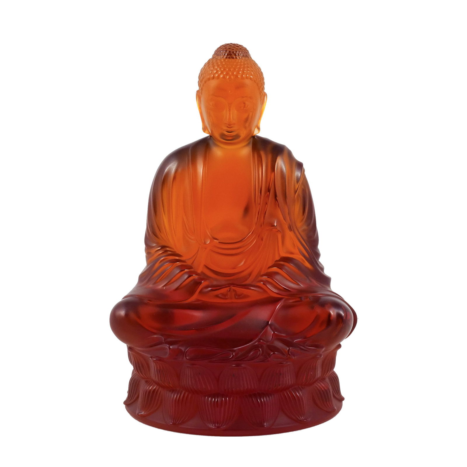 RARE LALIQUE CRYSTAL AMBER BUDDHA FIGURE (1 of 13)