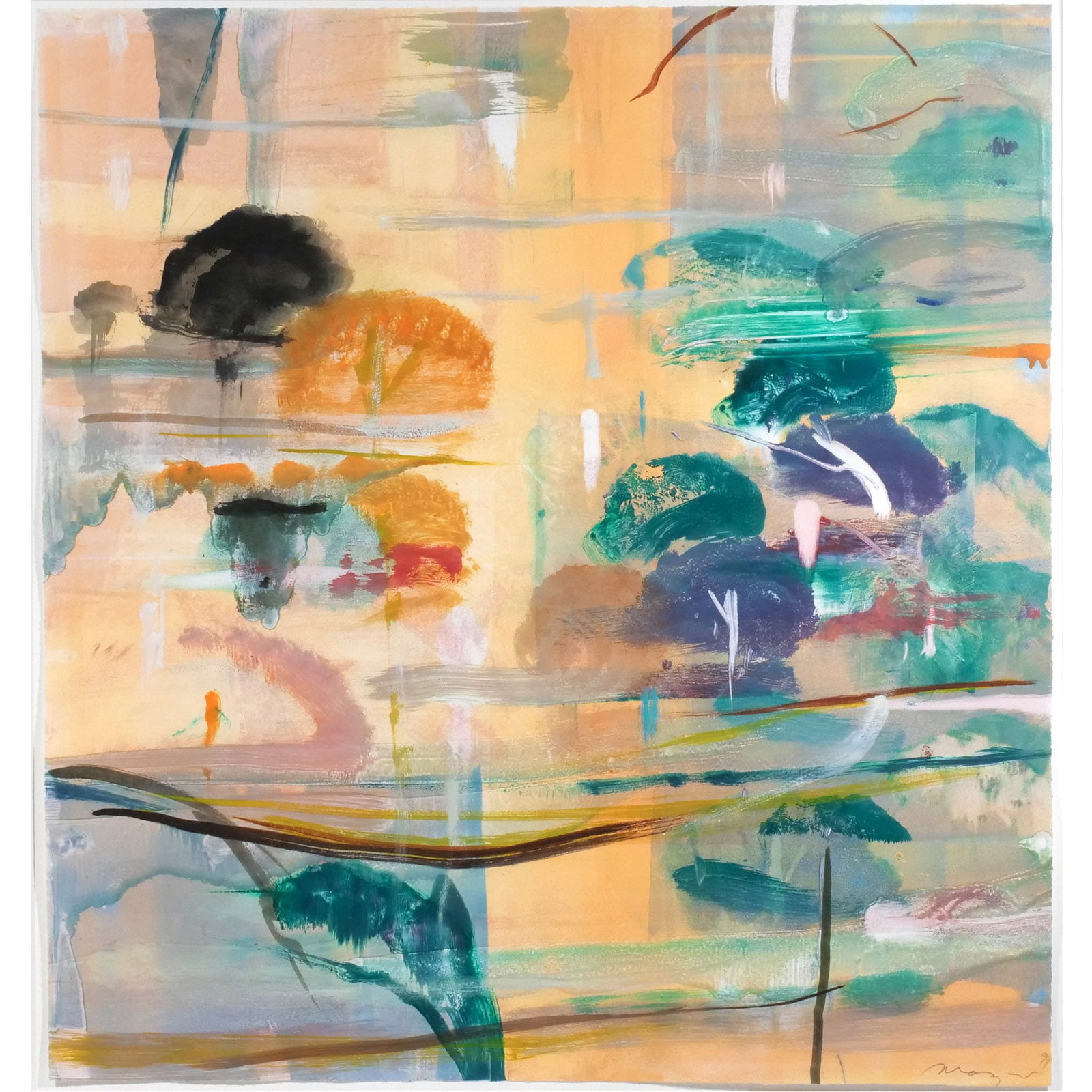 MICHAEL MAZUR (American, 1935-2009): Islands (1/15/16/2000), 1999 Monotype h. 31-3/4 w. 29-3/4 in. (sheet) Signed and dated lower right, titled on label verso, framed overall: 41 x 39 in. (frame) Provenance: A White Plains, NY estate [In