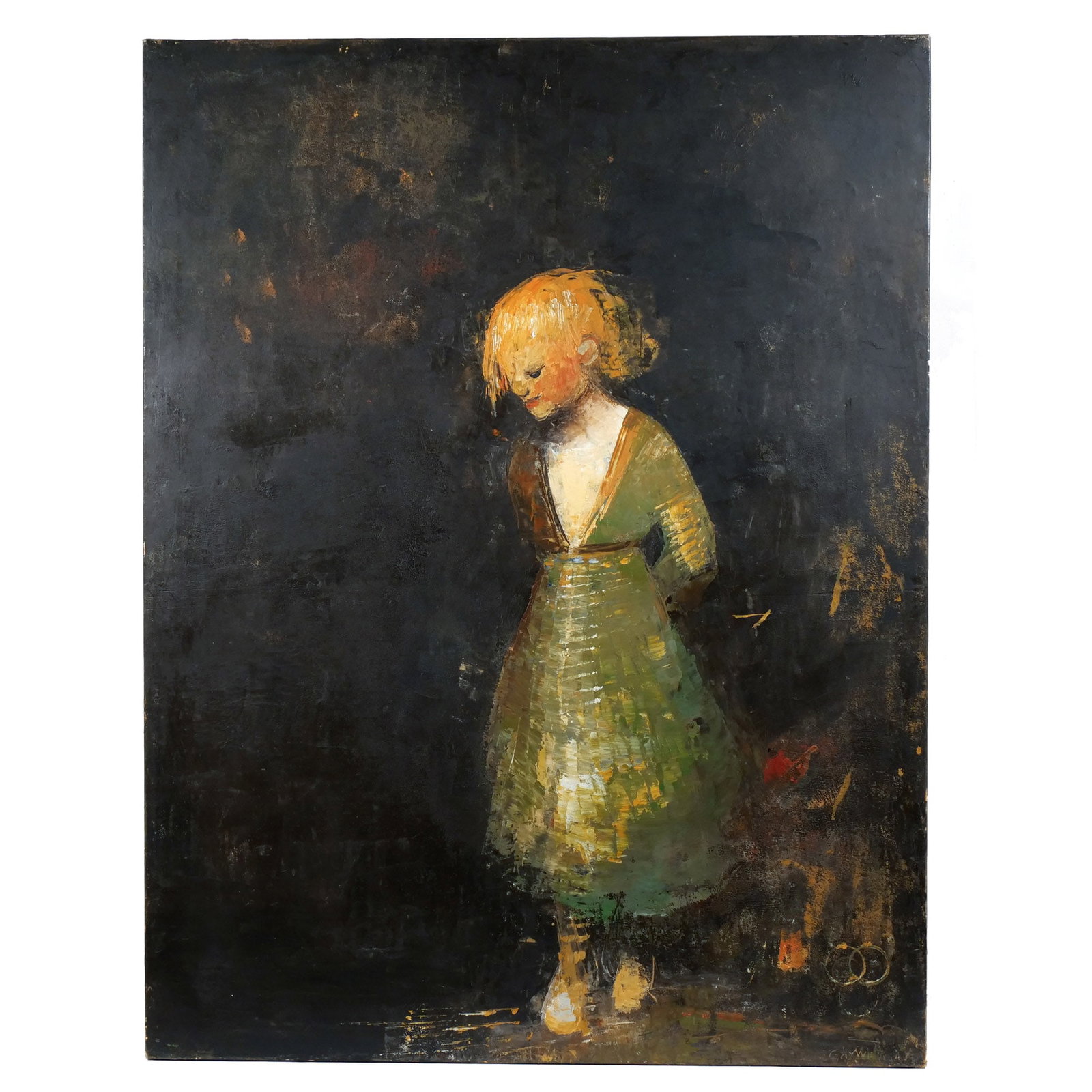 GOXWA BORG (Maltese, b. 1961): Out of the Darkness, 2006 Oil on canvas h. 45 1/2 w. 35 in. Signed lower right, signed and dated on verso, with Certificate of Authenticity from Axelle Fine Arts Galerie Soho Provenance: Private colle