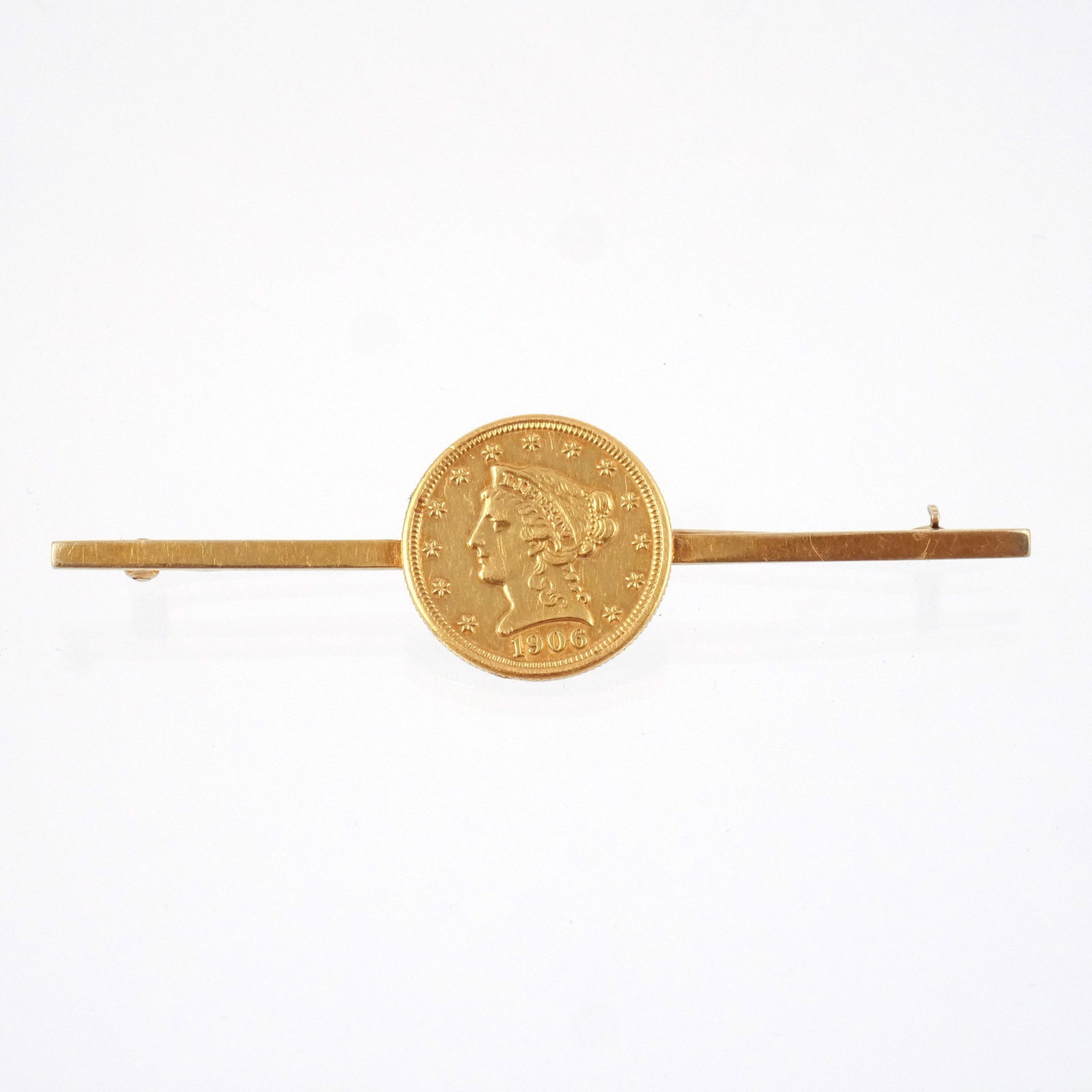 14k GOLD $2-1/2 GOLD COIN TIE BAR (1 of 2)