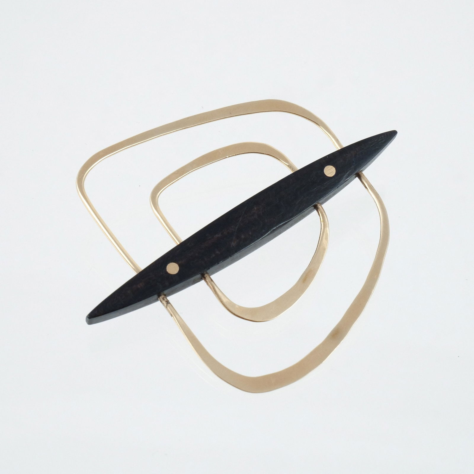 14k GOLD & EBONY MODERNIST BROOCH (1 of 3)