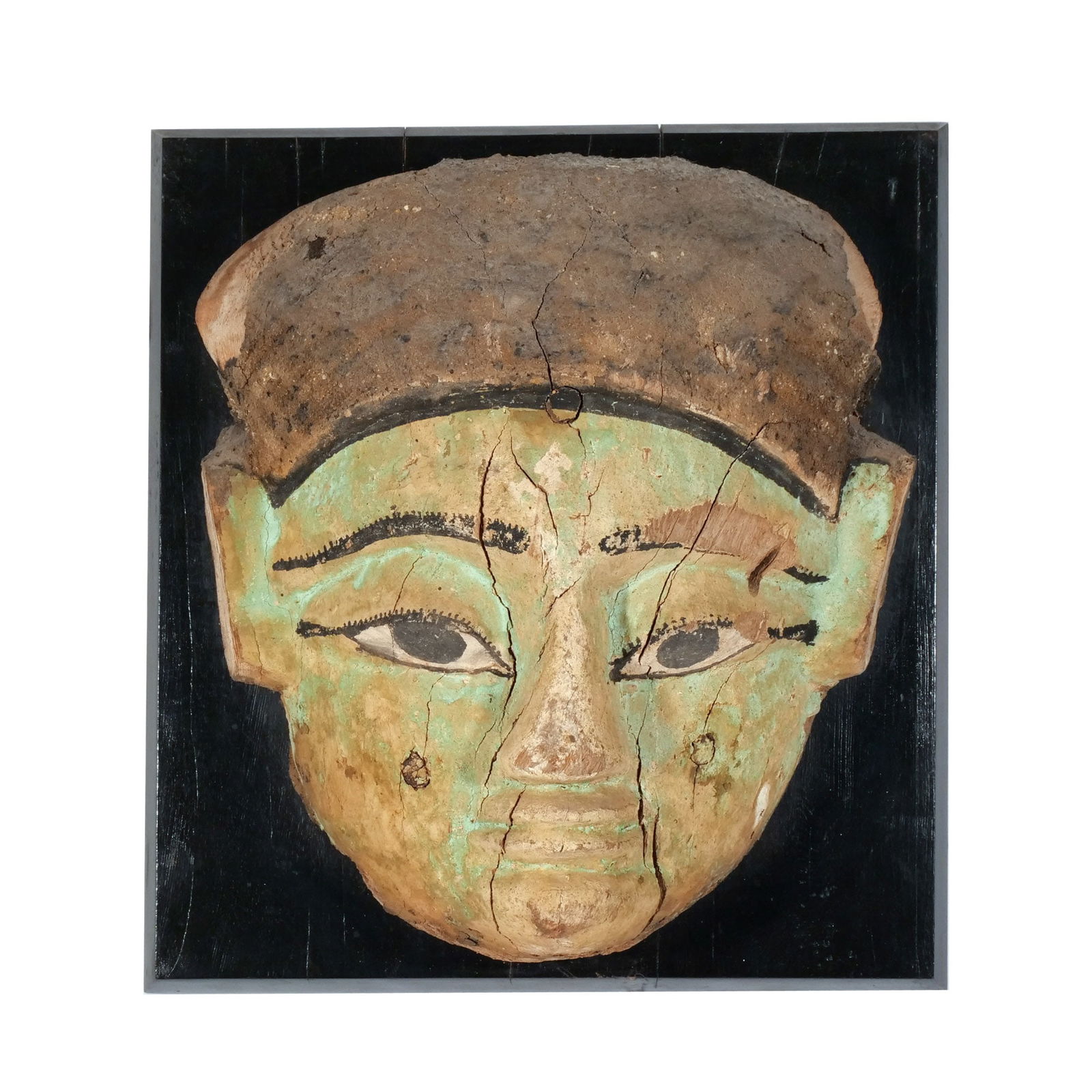 EGYPTIAN CARVED POLYCHROME WOOD MUMMY MASK (1 of 10)