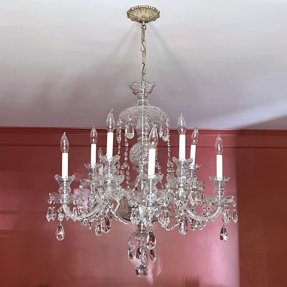 EIGHT-LIGHT CUT GLASS CHANDELIER (1 of 7)