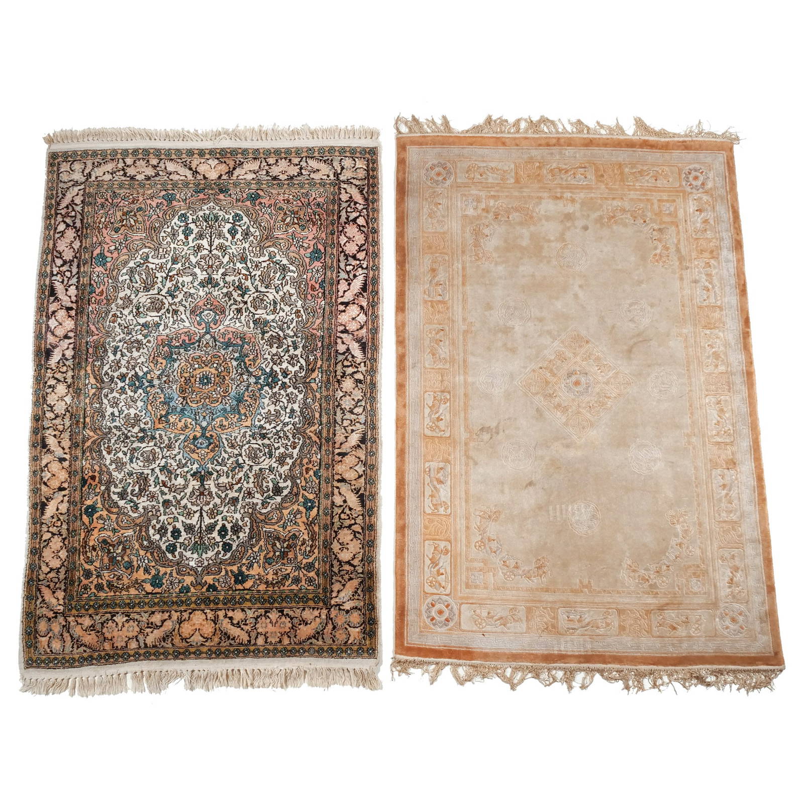 (2pc) CHINESE SILK RUG & PERSIAN MEDALLION RUG