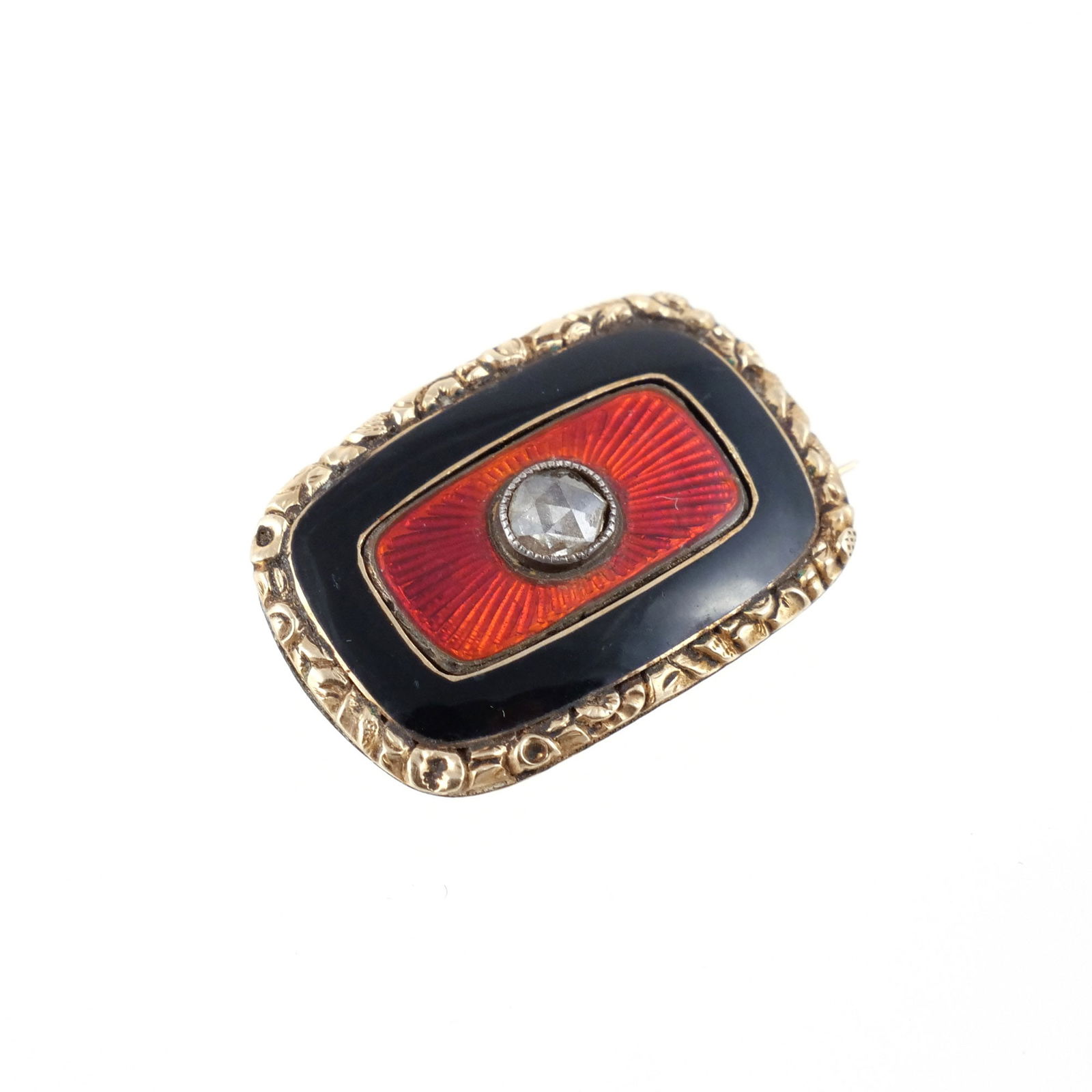 GEORGIAN LADY'S ENAMEL & DIAMOND PIN (1 of 5)