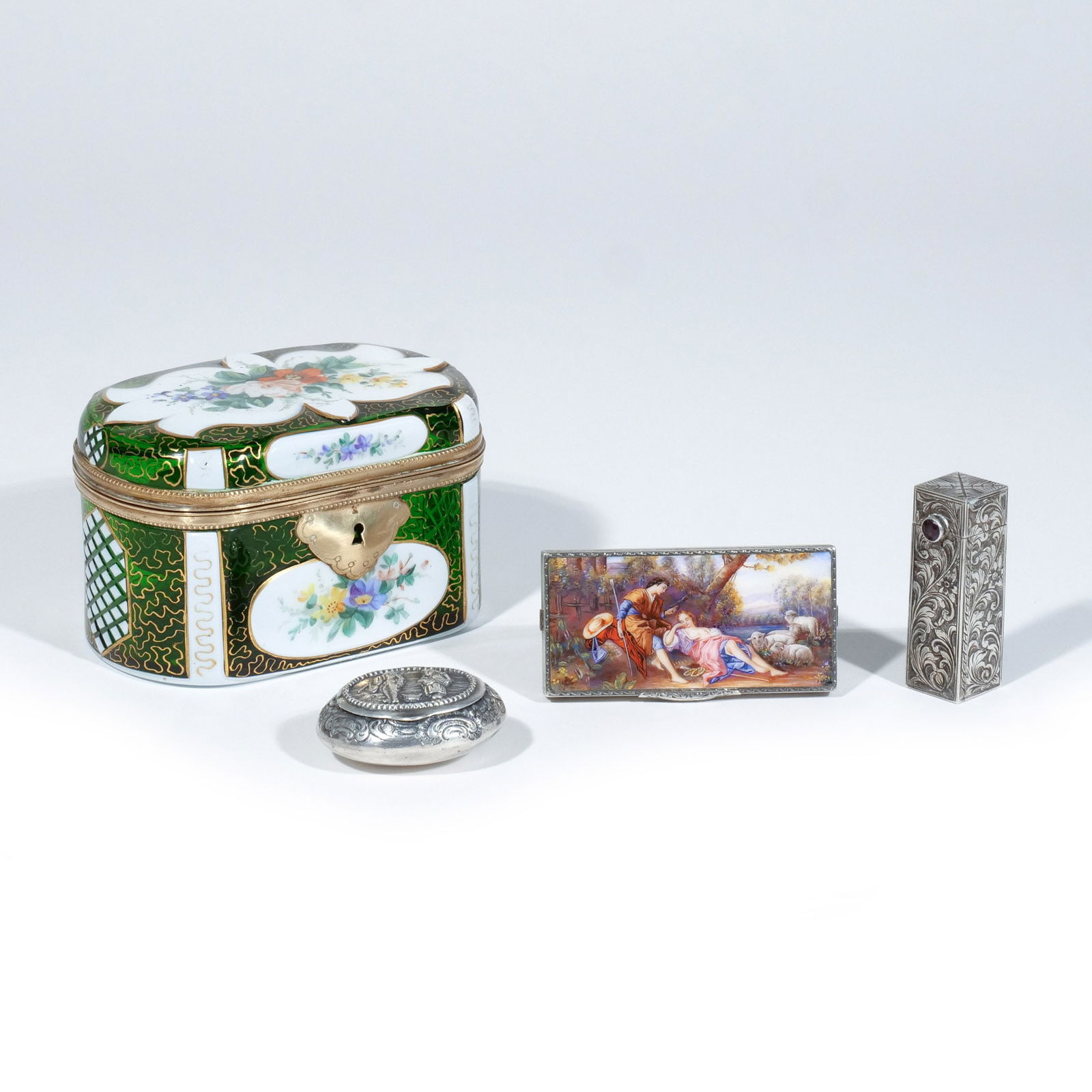 (4pc) CONTINENTAL GLASS & SILVER BOXES (1 of 14)
