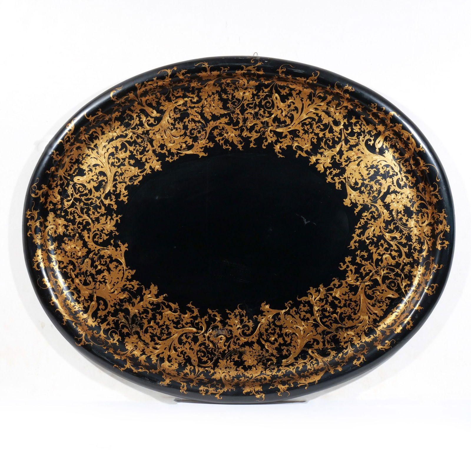 ANTIQUE PAPIER-MACHE OVAL TRAY (1 of 11)