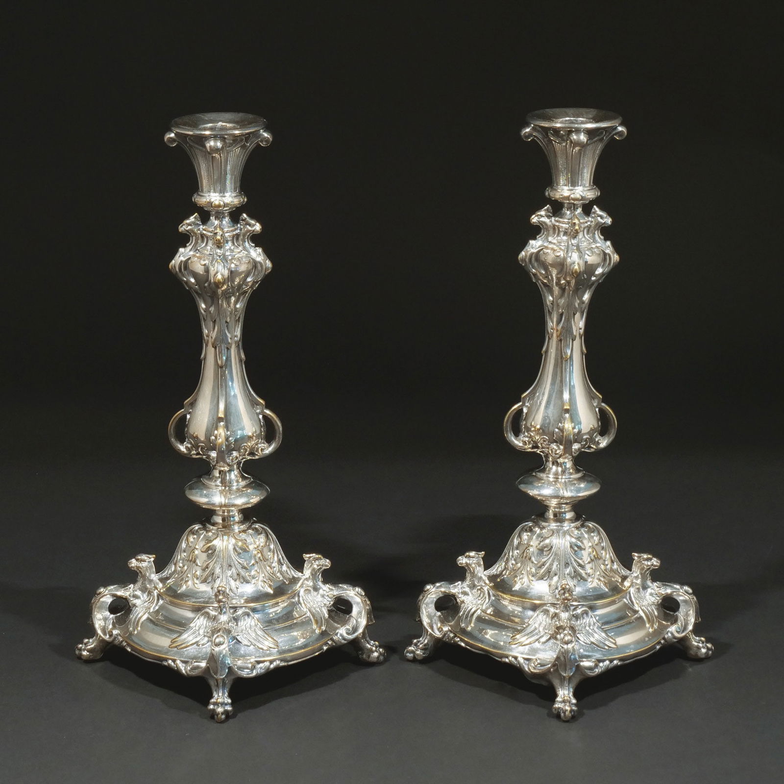 PAIR OF CONTINENTAL SILVERPLATE CANDLESTICKS (1 of 8)
