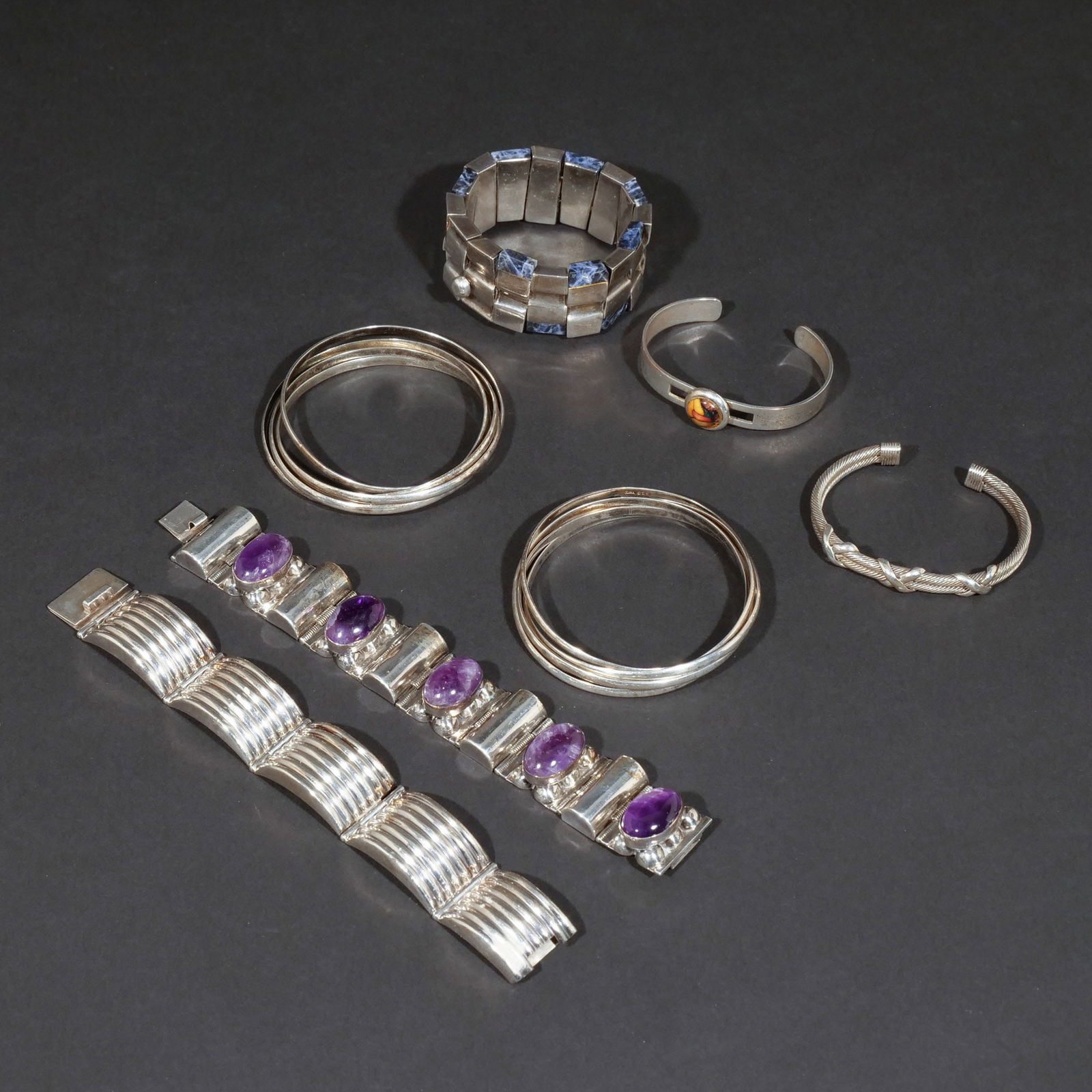 (7pc) STERLING SILVER BRACELETS & BANGLES (1 of 11)