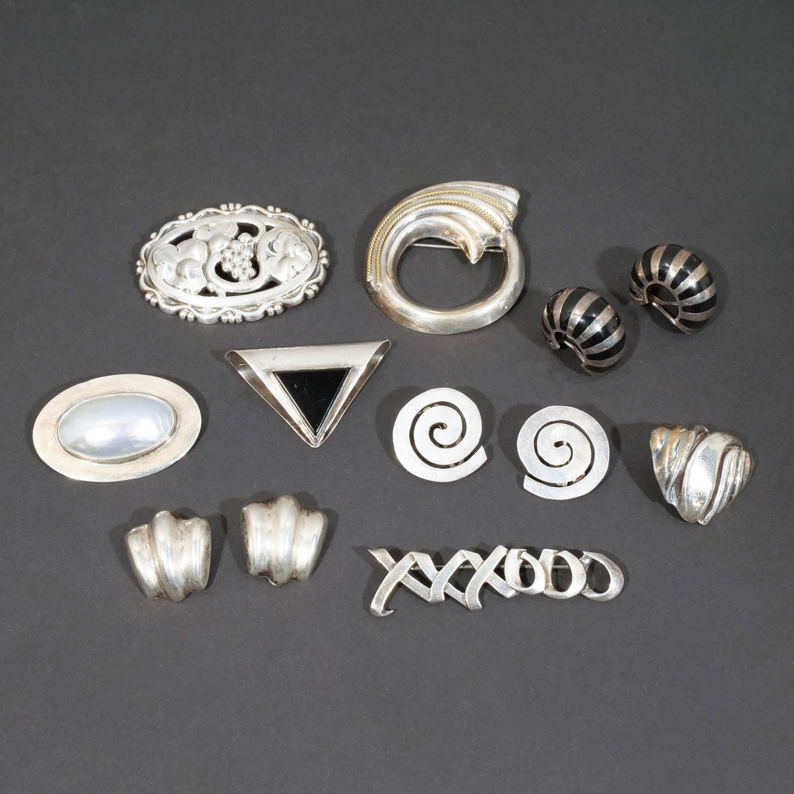 (12pc) STERLING SILVER EARRINGS & PINS (1 of 6)