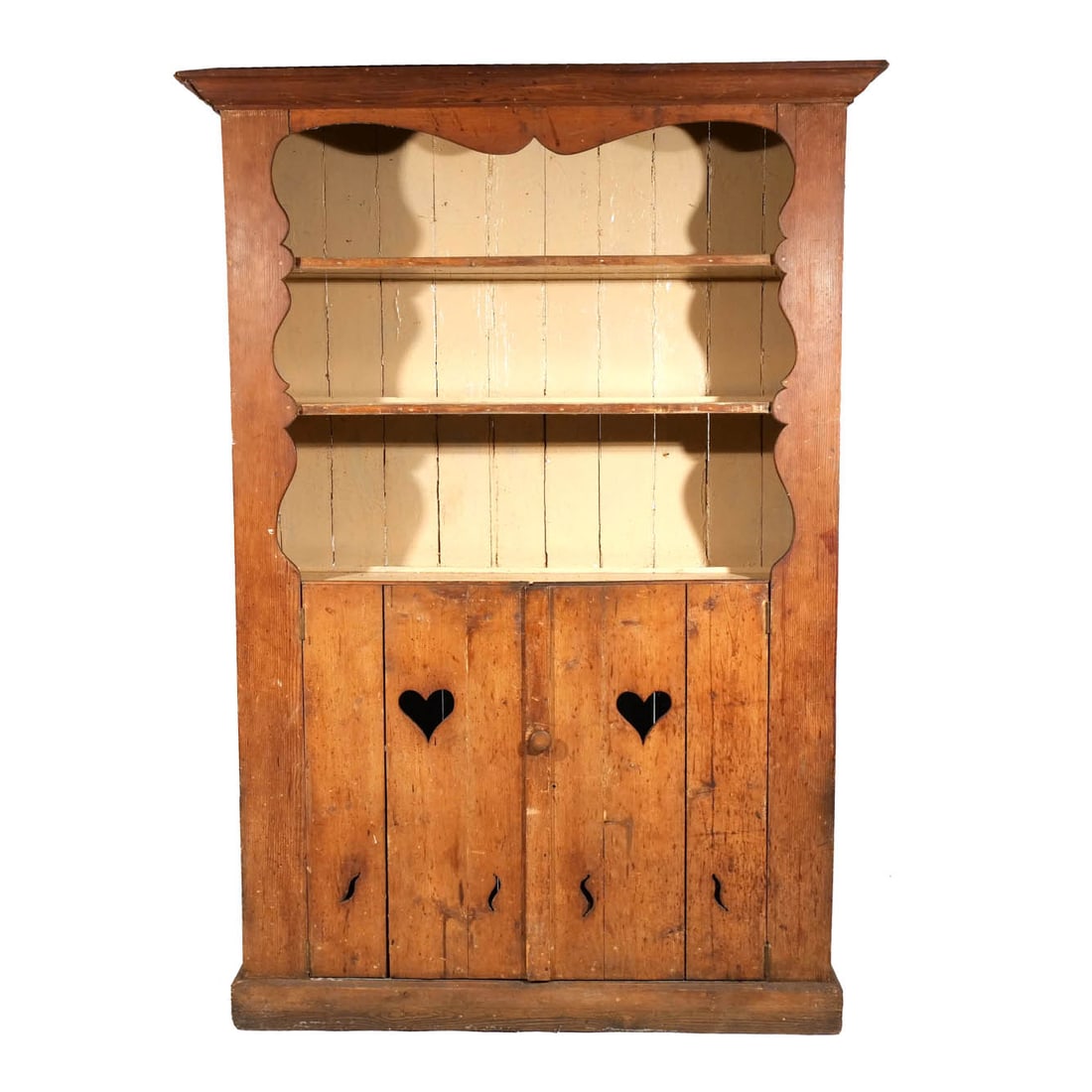 19th C. COUNTRY OPEN TOP PINE PEWTER CUPBOARD (1 of 6)