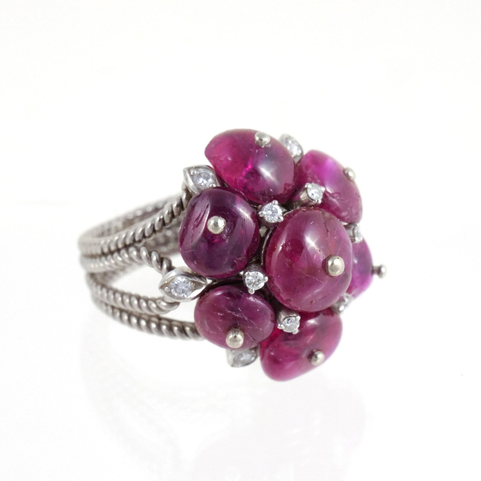 RUBY BEAD AND DIAMOND RING - 2