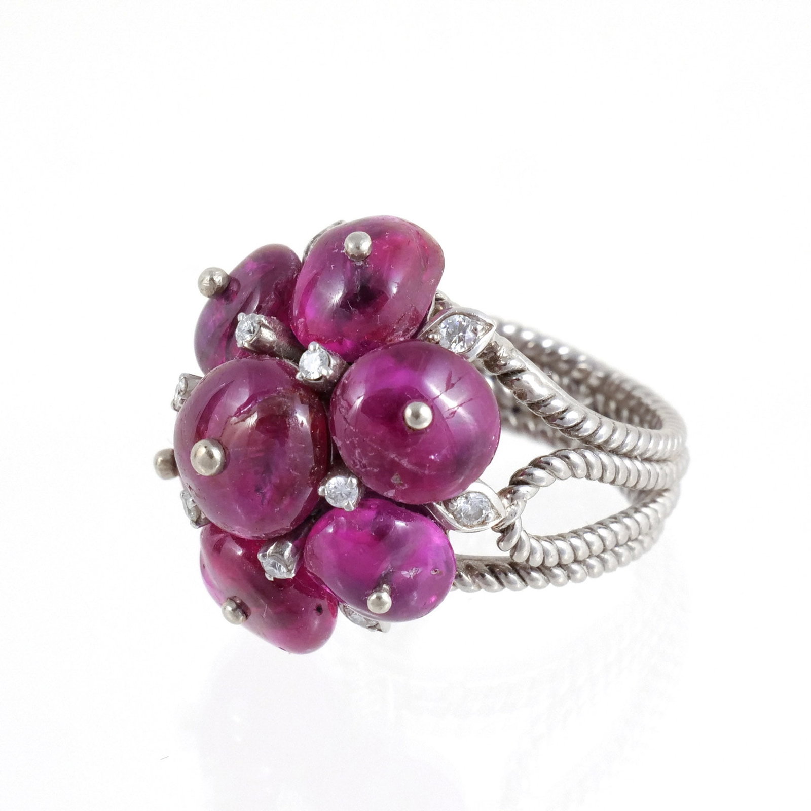 RUBY BEAD AND DIAMOND RING - 4