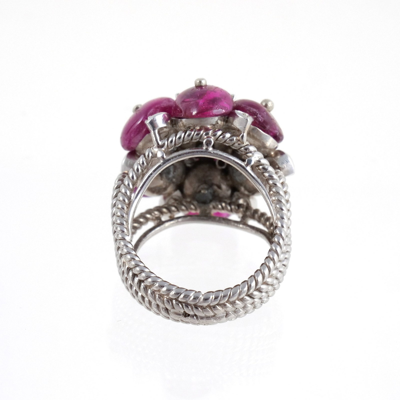 RUBY BEAD AND DIAMOND RING - 5