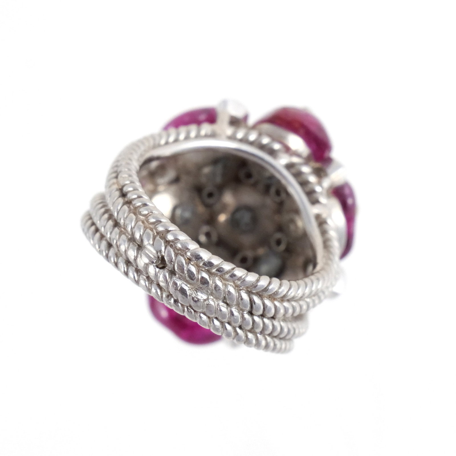 RUBY BEAD AND DIAMOND RING - 6