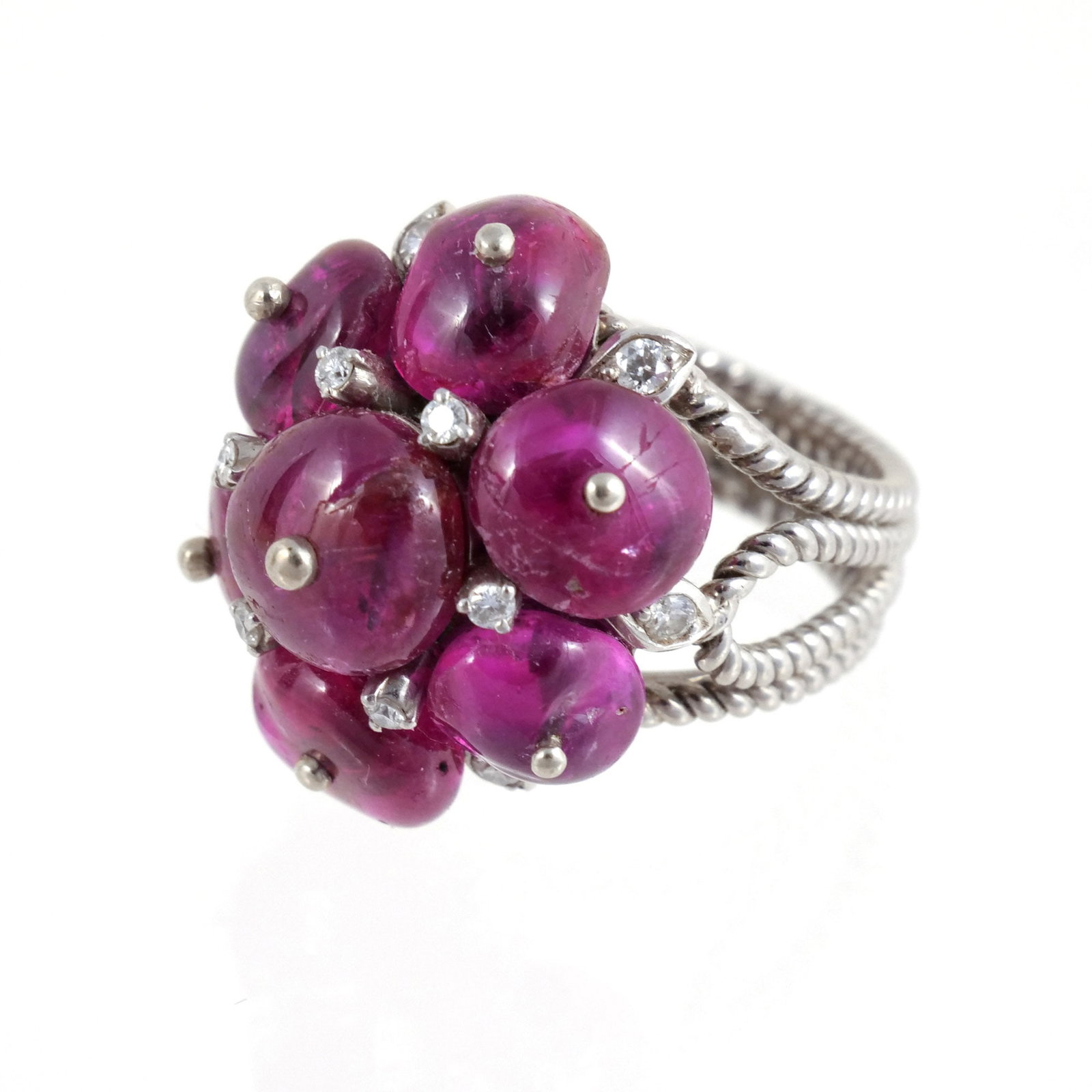 RUBY BEAD AND DIAMOND RING - 7