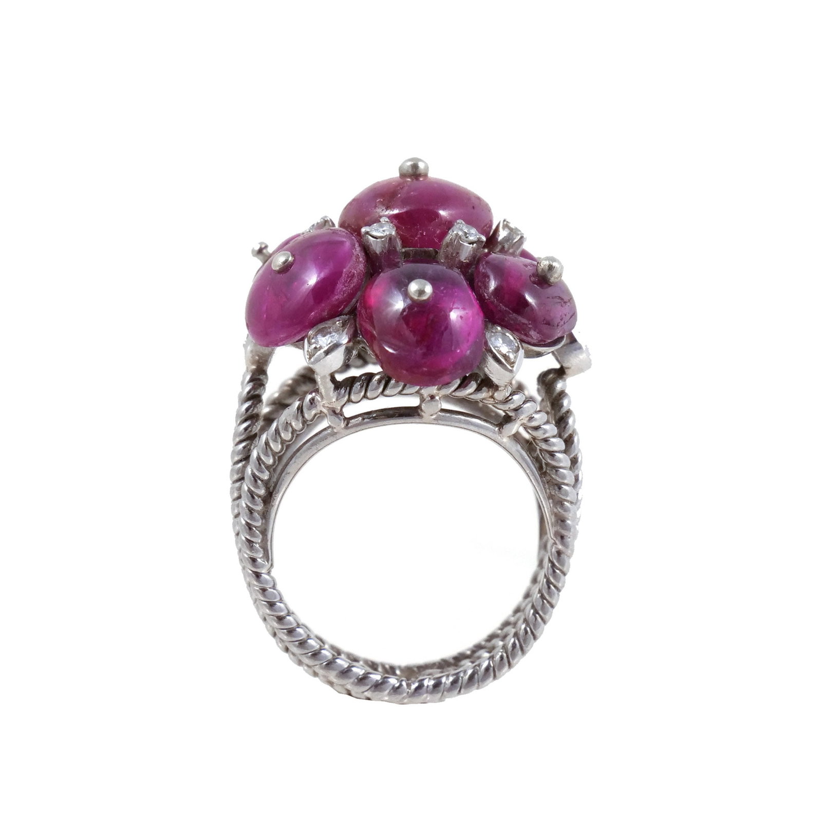 RUBY BEAD AND DIAMOND RING - 8