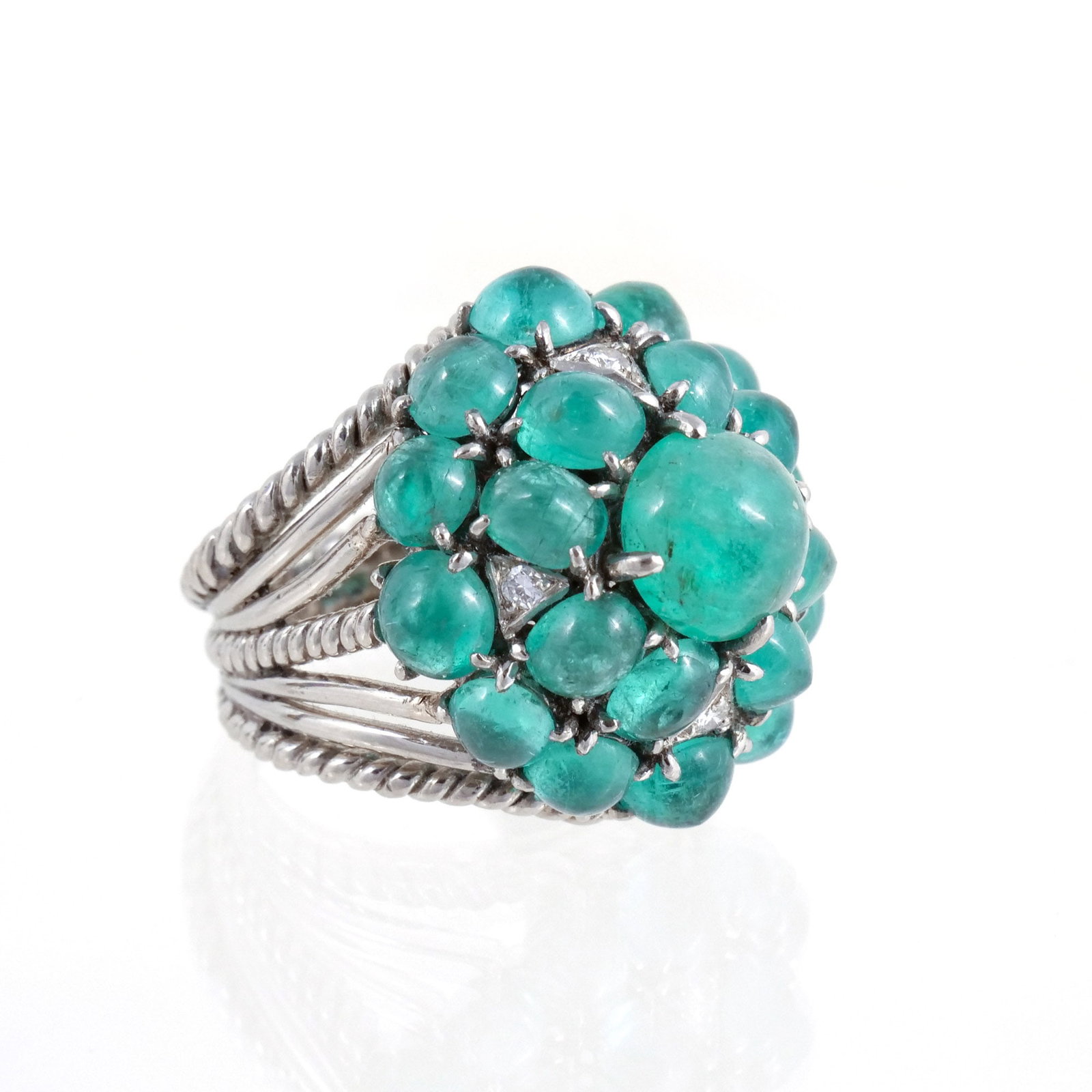 EMERALD CABOCHON CLUSTER RING - 2