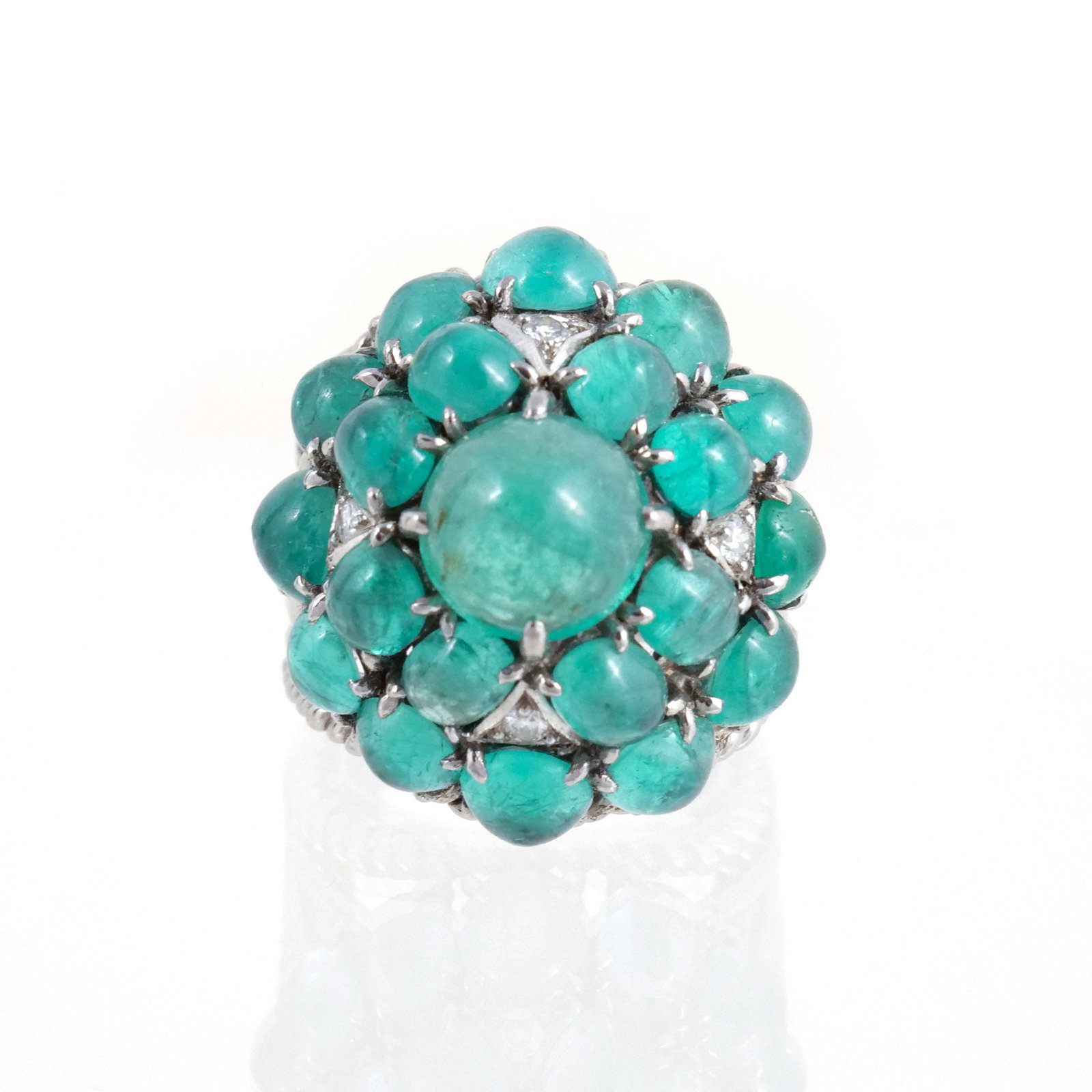 EMERALD CABOCHON CLUSTER RING - 3