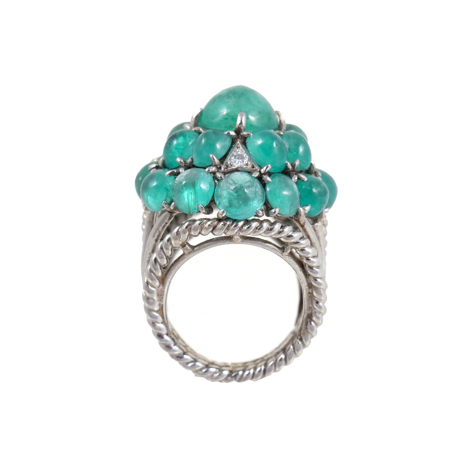 EMERALD CABOCHON CLUSTER RING - 7