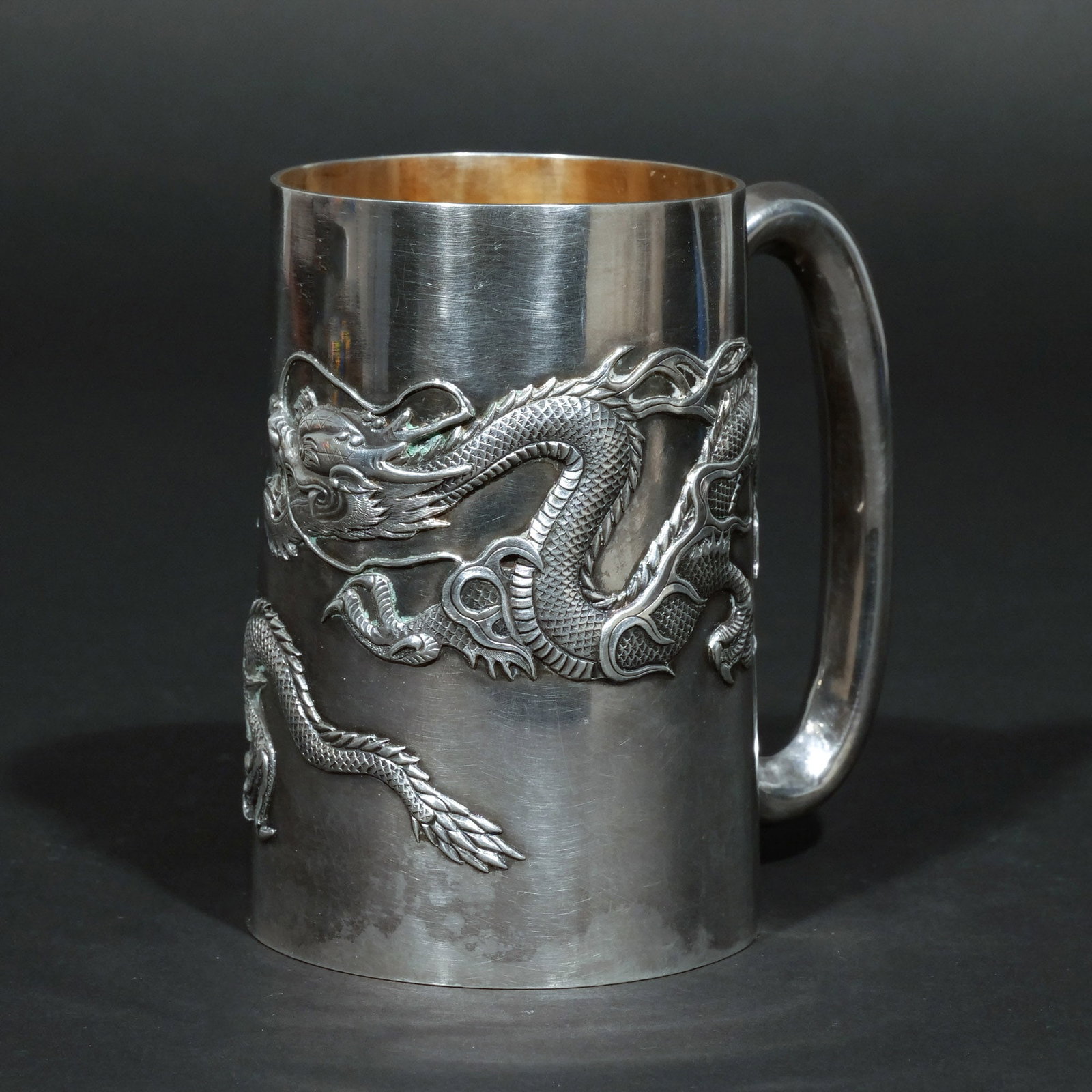 WANG HING CHINESE EXPORT SILVER DRAGON MUG (1 of 8)