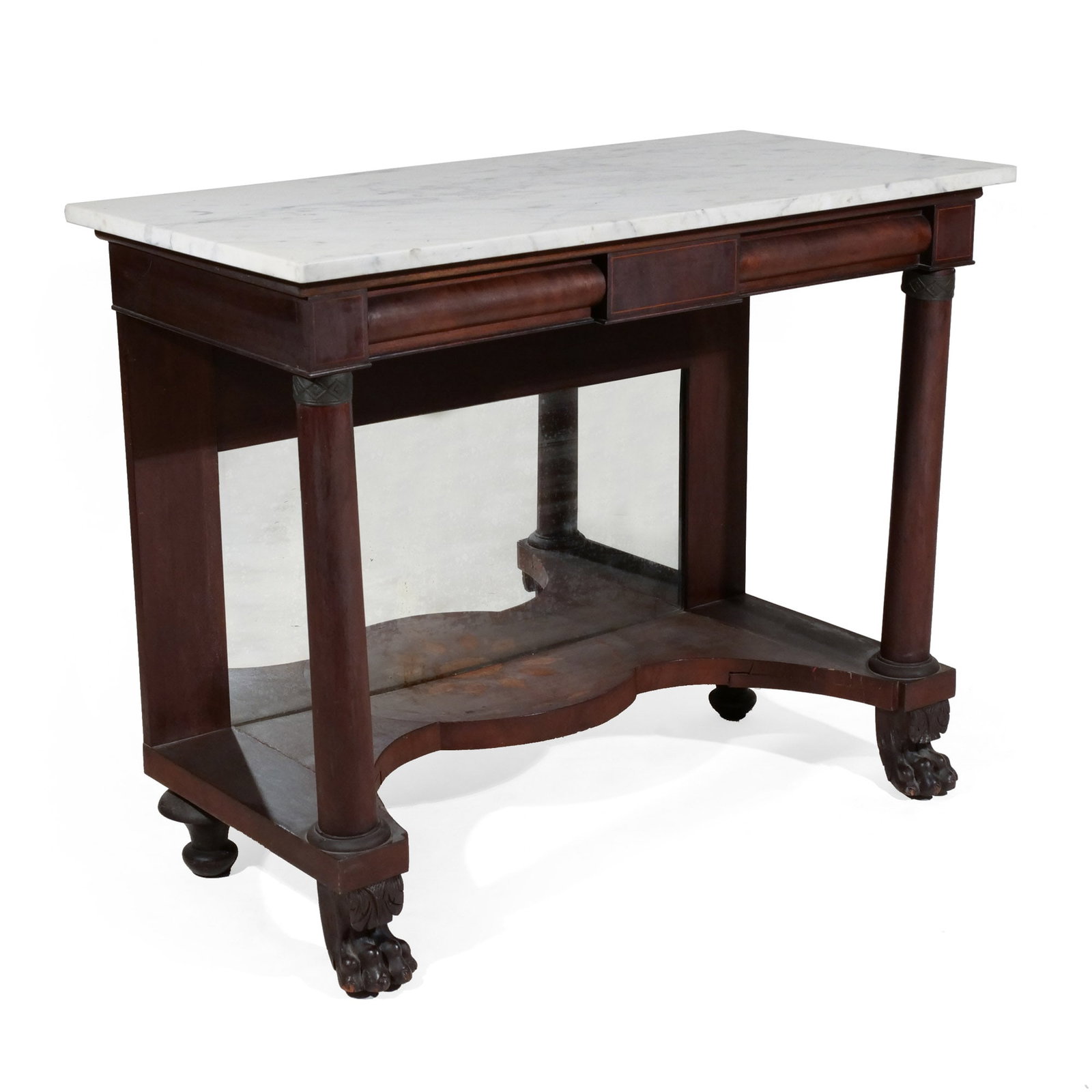 AMERICAN EMPIRE MAHOGANY MARBLE TOP PIER TABLE (1 of 10)