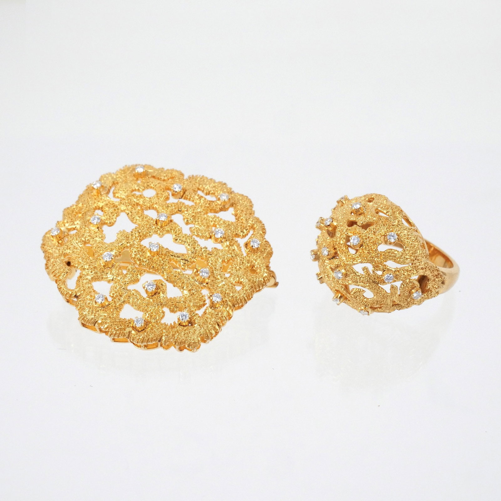 (2pc) 14K GOLD & DIAMOND DEMI-PARURE (1 of 8)