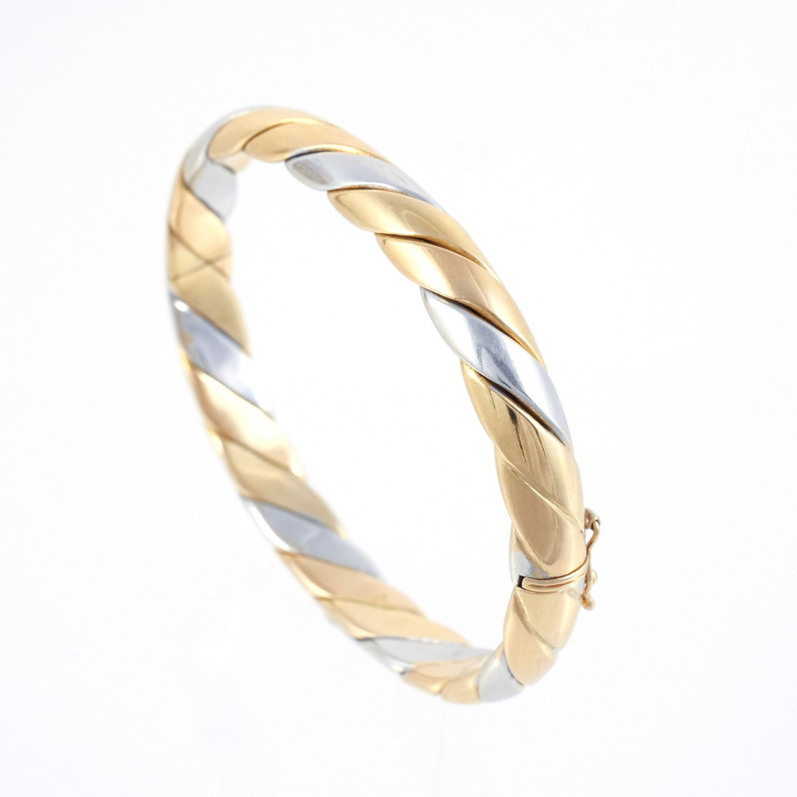 TIFFANY & CO. TWO-TONE 18K GOLD HINGED BANGLE (1 of 7)