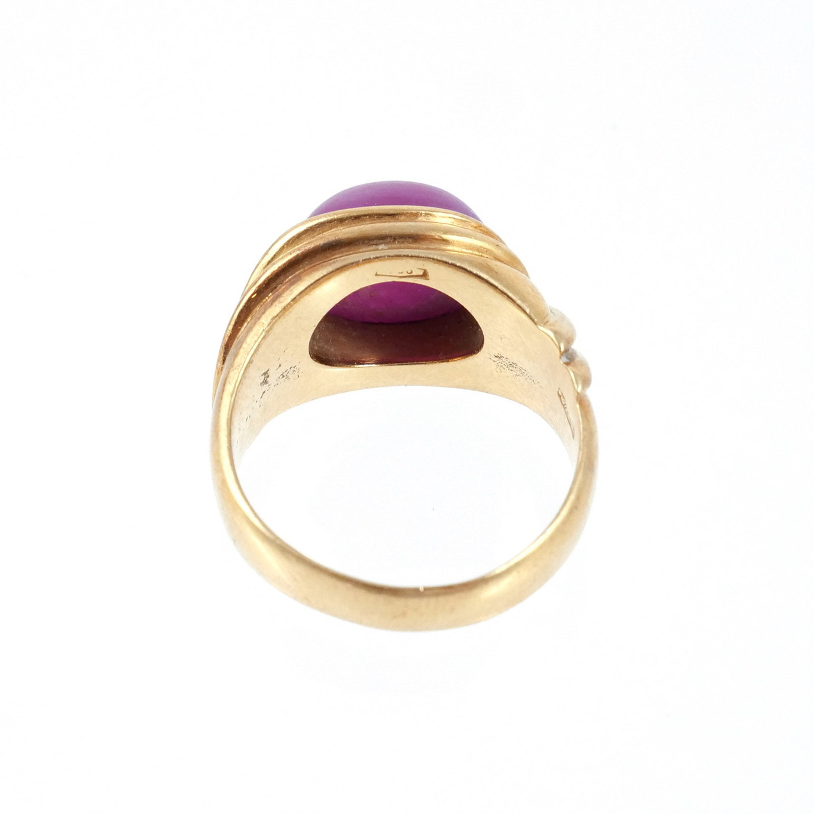 18K GOLD AND RUBY CABOCHON RING - 4