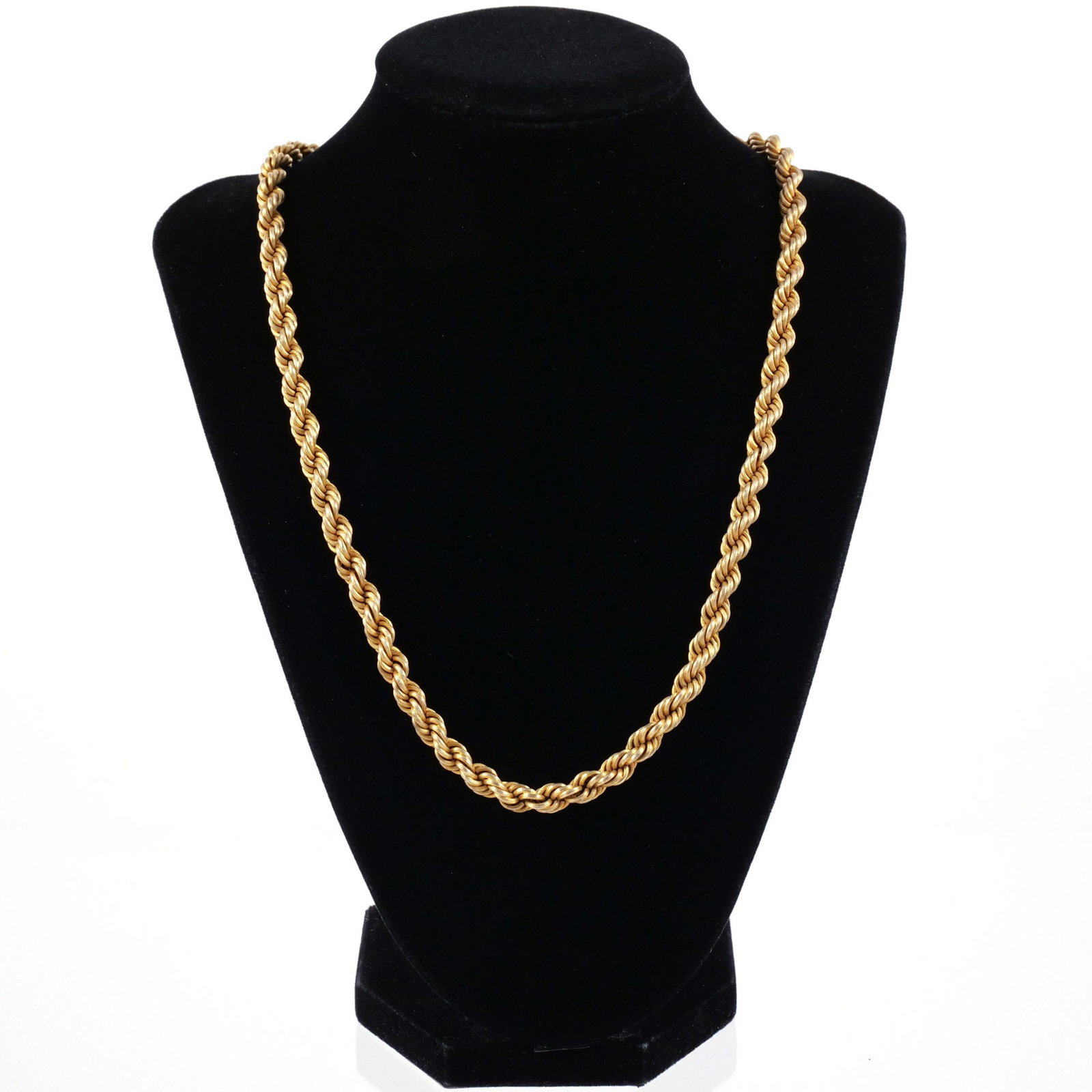 10K GOLD TWISTED ROPE FOB CHAIN: Unmarked but tests as 10k, l. 20-1/2 in., 28.5 g Provenance: Descent through a deceased former U.S. Ambassador's estate