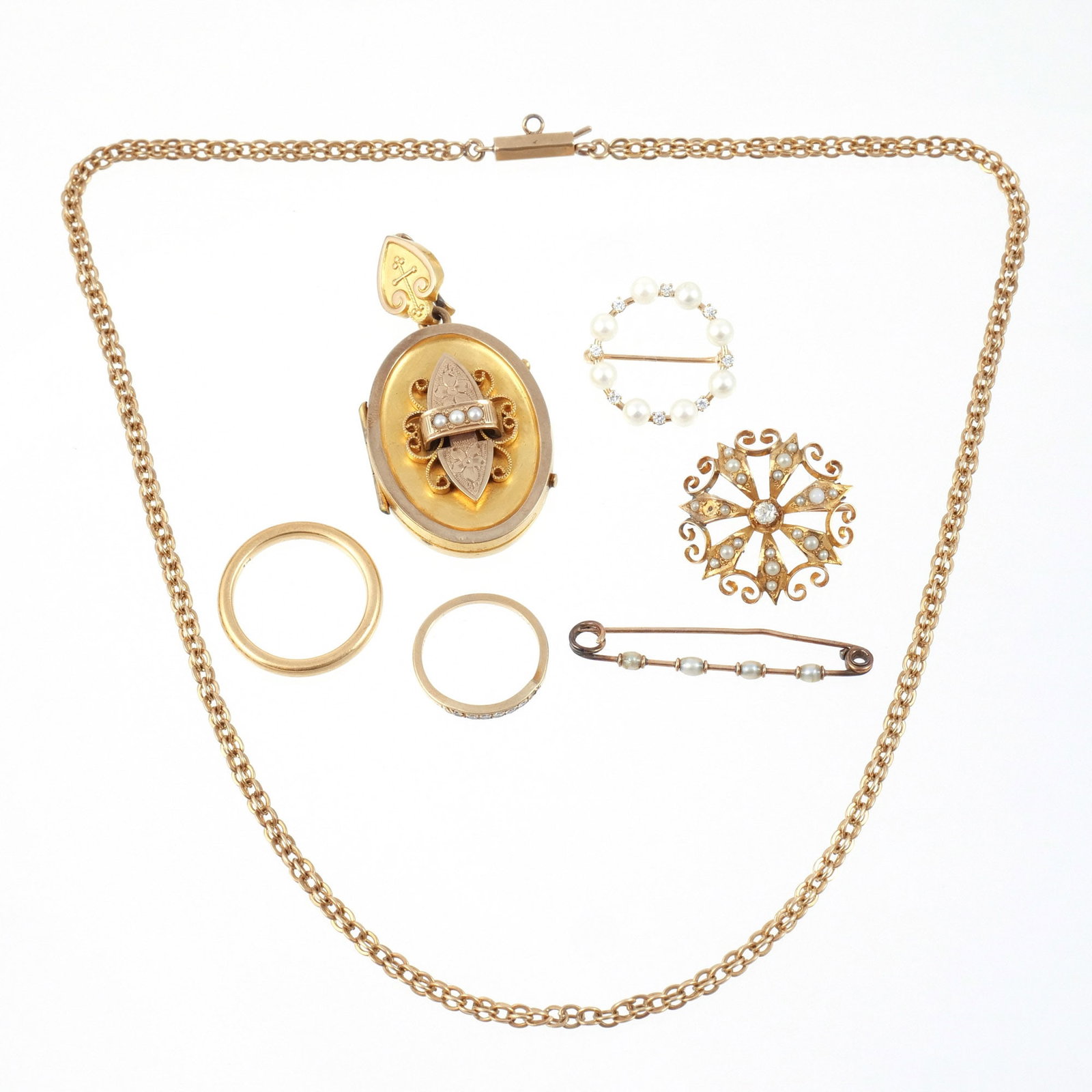 (7pc) MISC. GOLD JEWELRY (1 of 13)