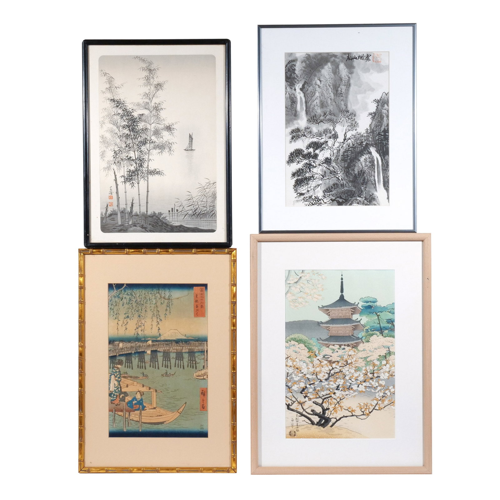 (4pc) JAPANESE PRINTS & CHINESE INK DRAWINGS (1 of 15)
