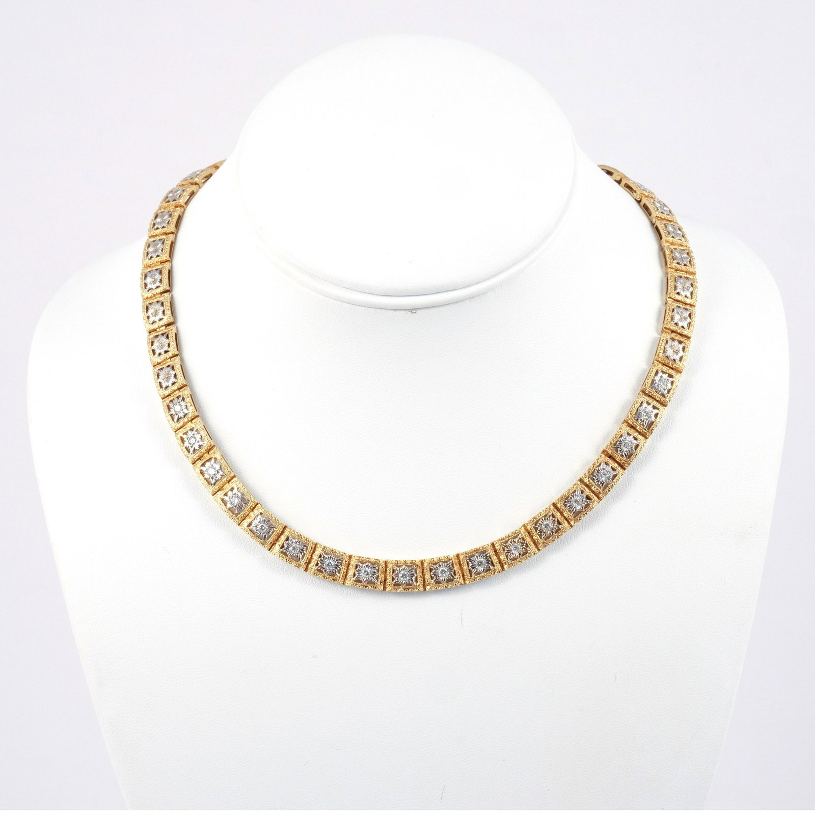 18K TWO-TONE ITALIAN GOLD & DIAMOND NECKLACE (1 of 9)