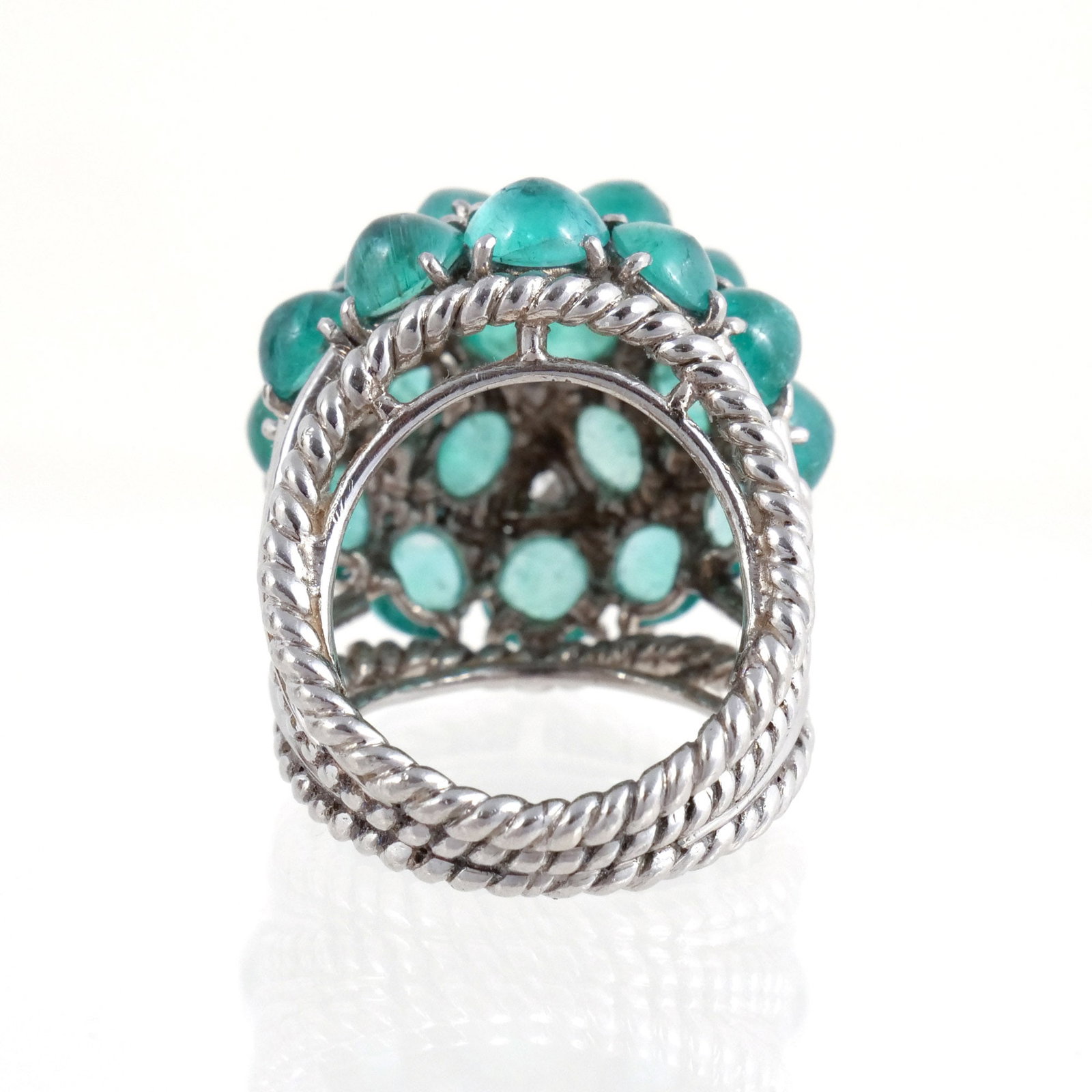 EMERALD CABOCHON CLUSTER RING - 5