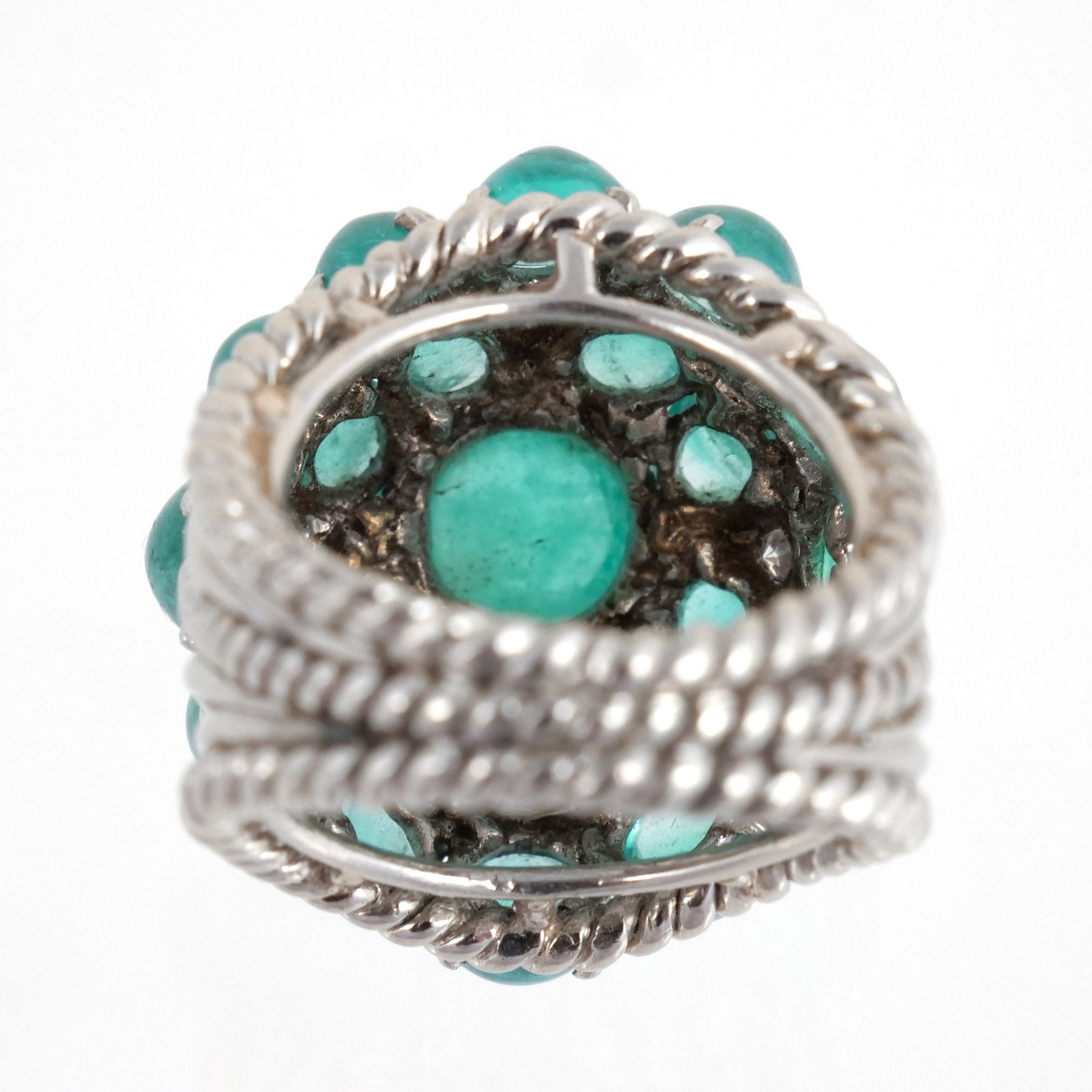 EMERALD CABOCHON CLUSTER RING - 6