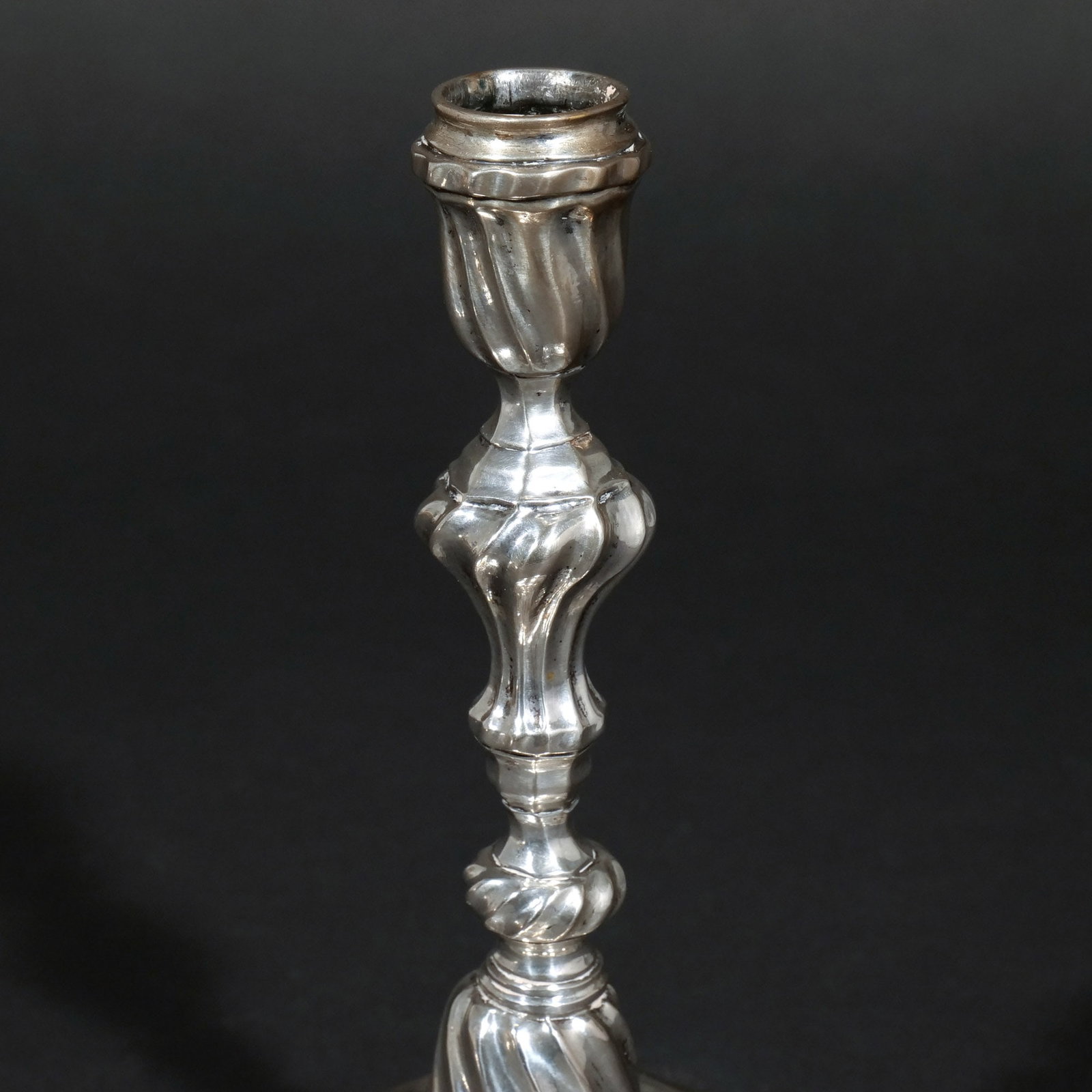 PAIR 18th C. GERMAN SILVER CANDLESTICKS - 4