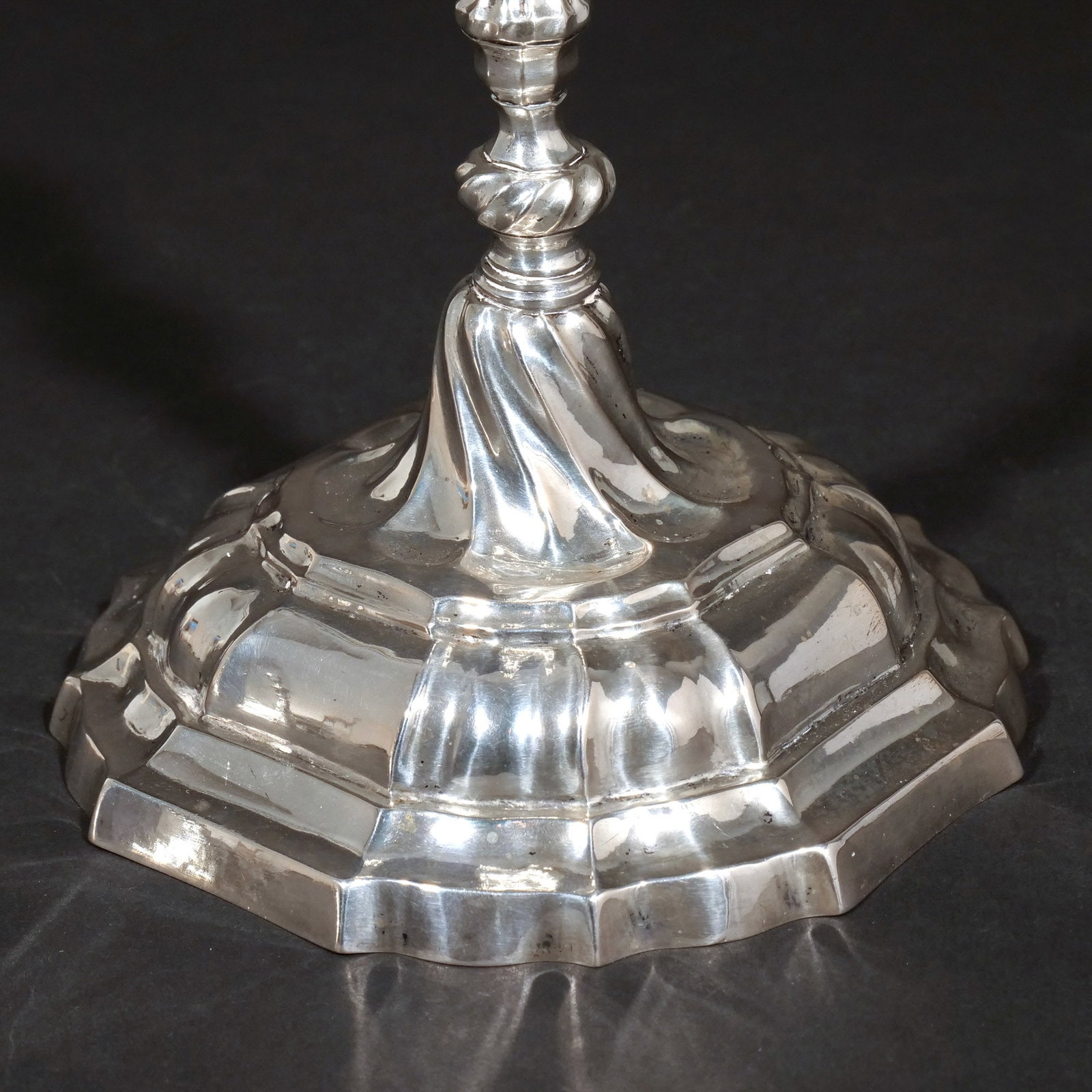 PAIR 18th C. GERMAN SILVER CANDLESTICKS - 5
