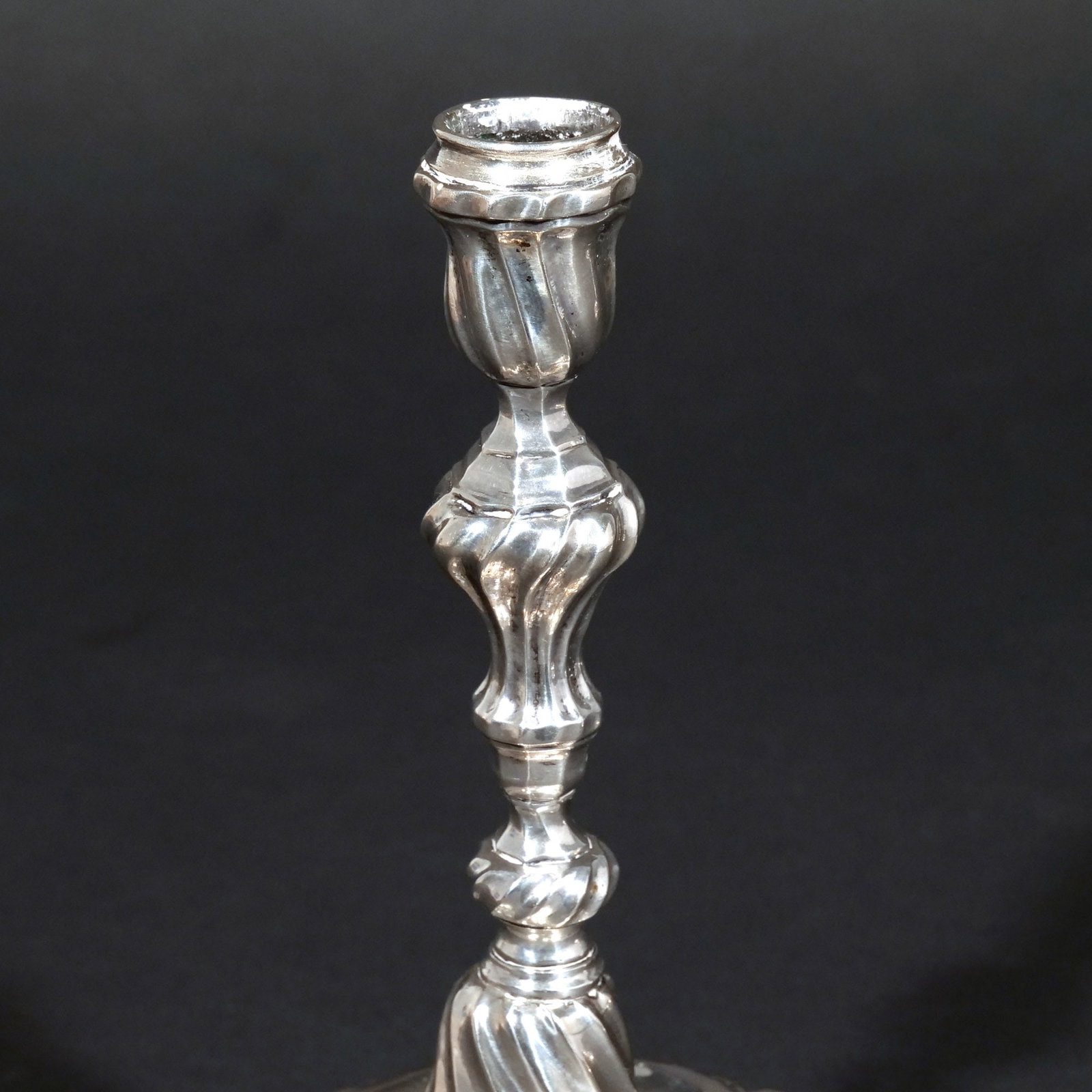 PAIR 18th C. GERMAN SILVER CANDLESTICKS - 8
