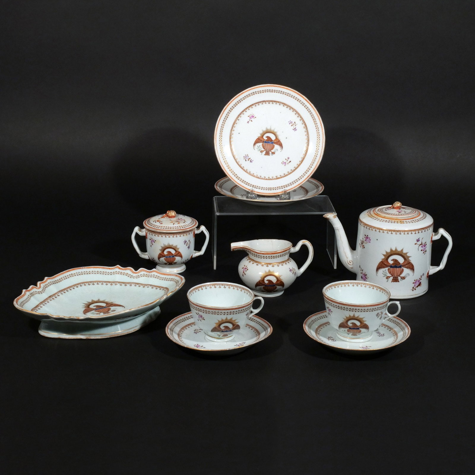 (10pc) CHINESE EXPORT AMERICAN EAGLE TEA SET (1 of 18)