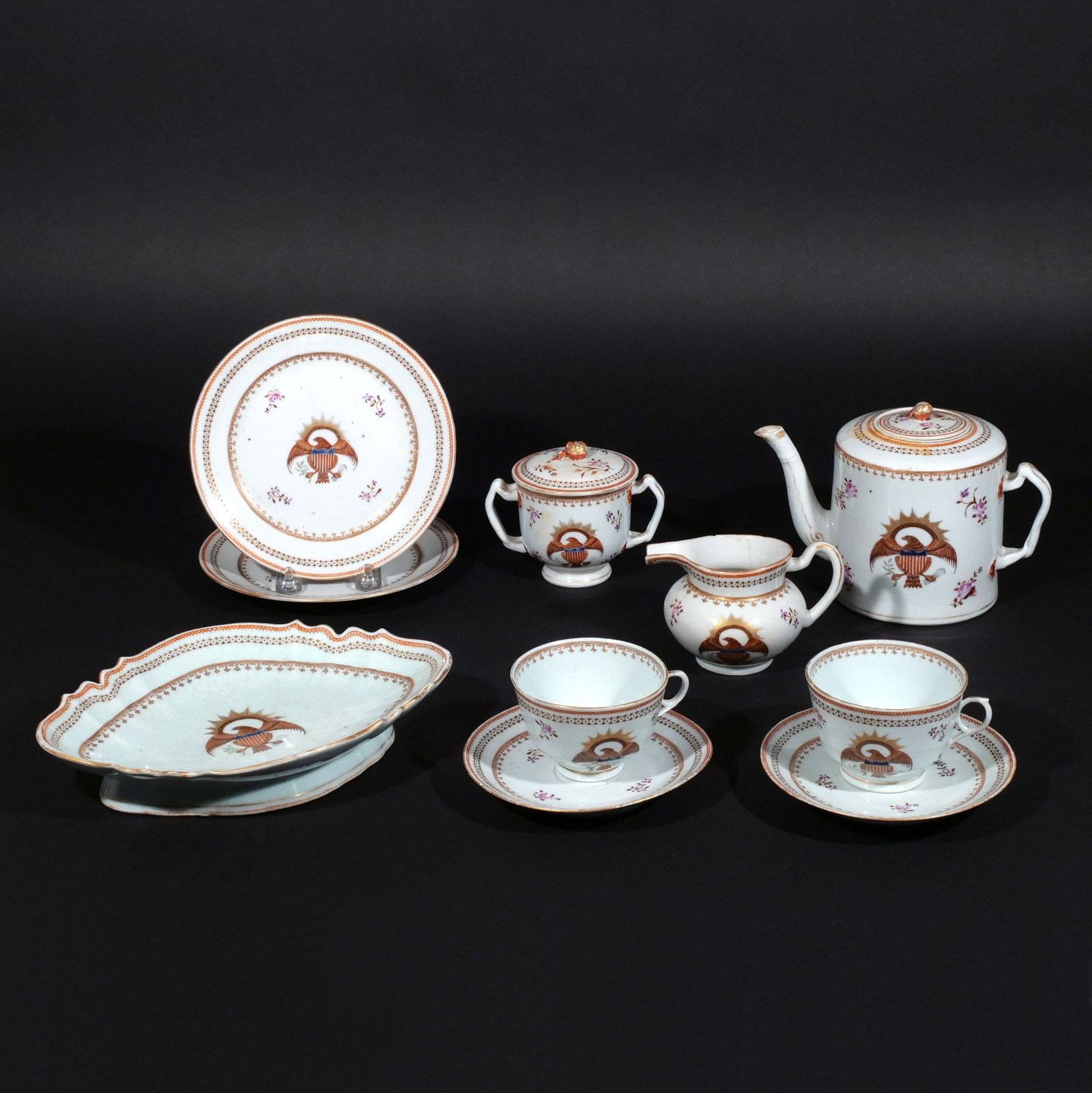 (10pc) CHINESE EXPORT AMERICAN EAGLE TEA SET - 2