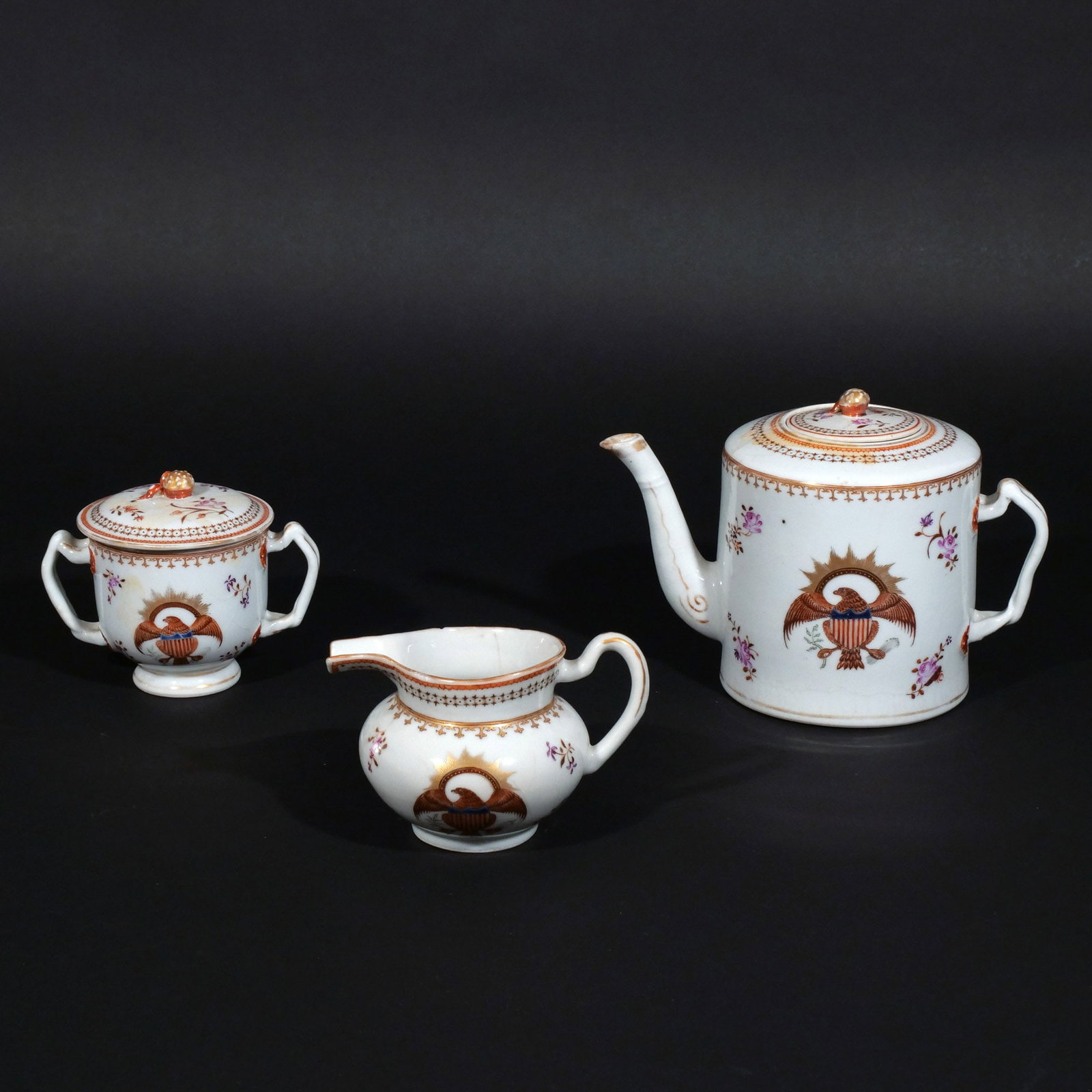 (10pc) CHINESE EXPORT AMERICAN EAGLE TEA SET - 3