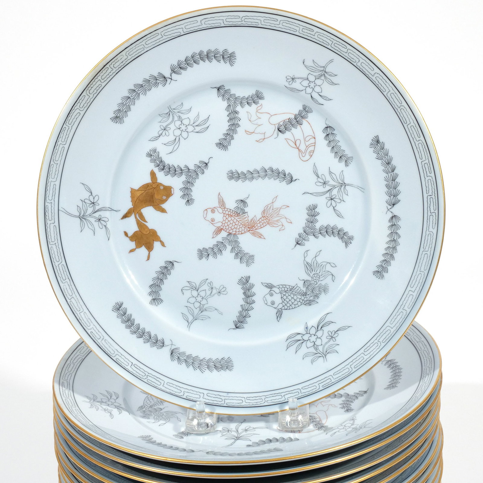 (23pc) RARE HEREND 'POISSON' FISH SET - 3