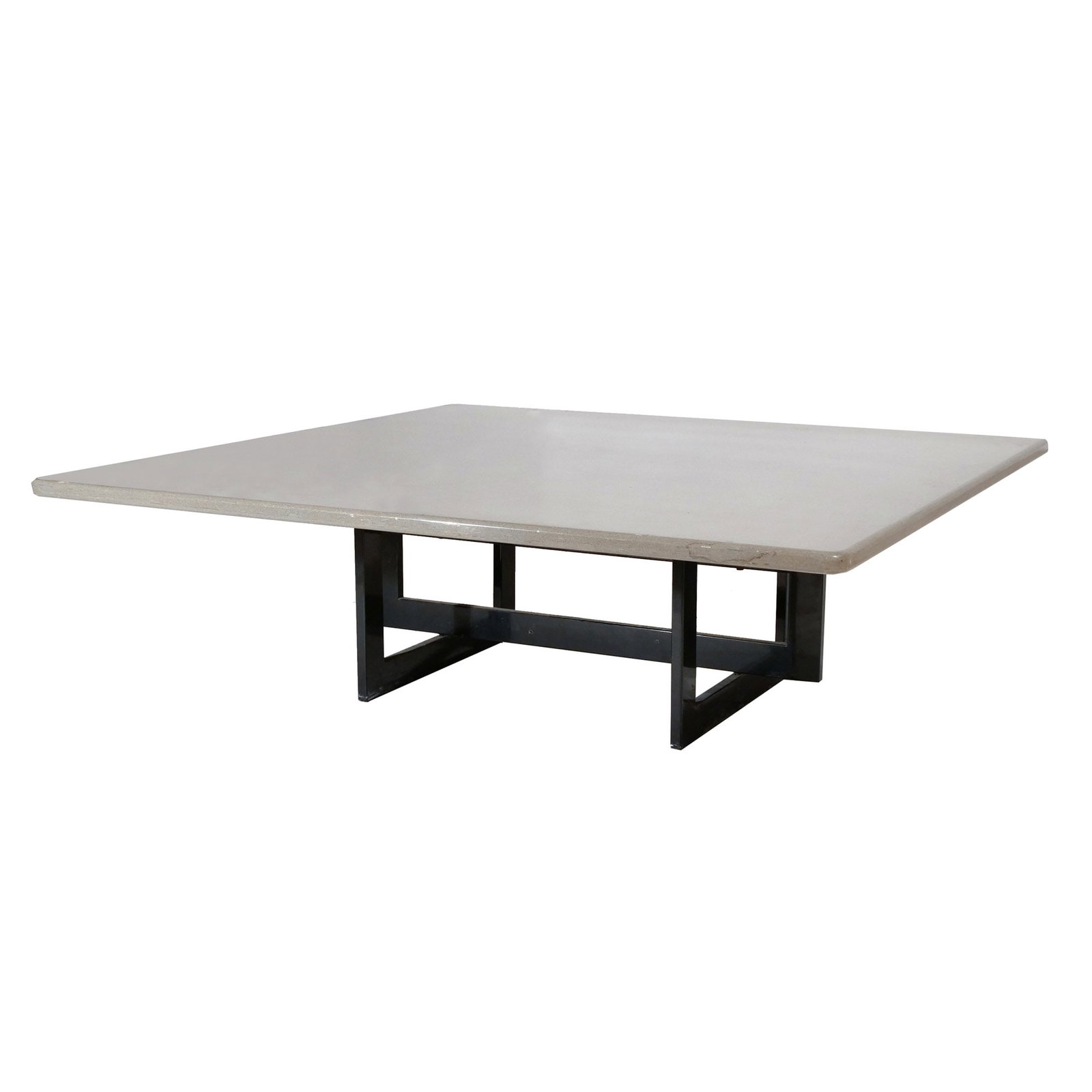 FRANCESCO SORO for ICF 'JONATHAN' COFFEE TABLE: c. 1970s, Italy, with composition stone top h. 17 w. 53-1/2 d. 53-1/2 in. Provenance: The estate of Richard and Jean M. Bergstresser, owner of the Laurence McGuire House, historic landmark,