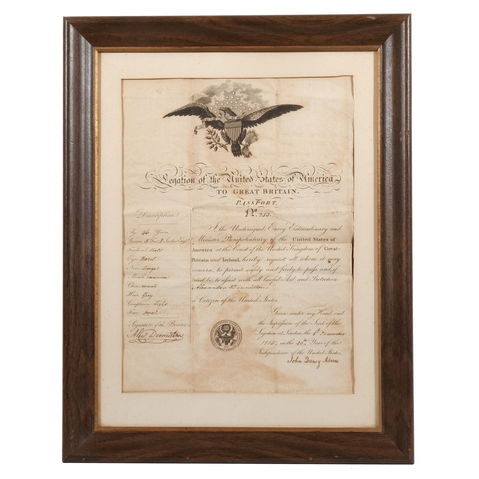 JOHN QUINCY ADAMS SIGNED PASSPORT (1 of 7)