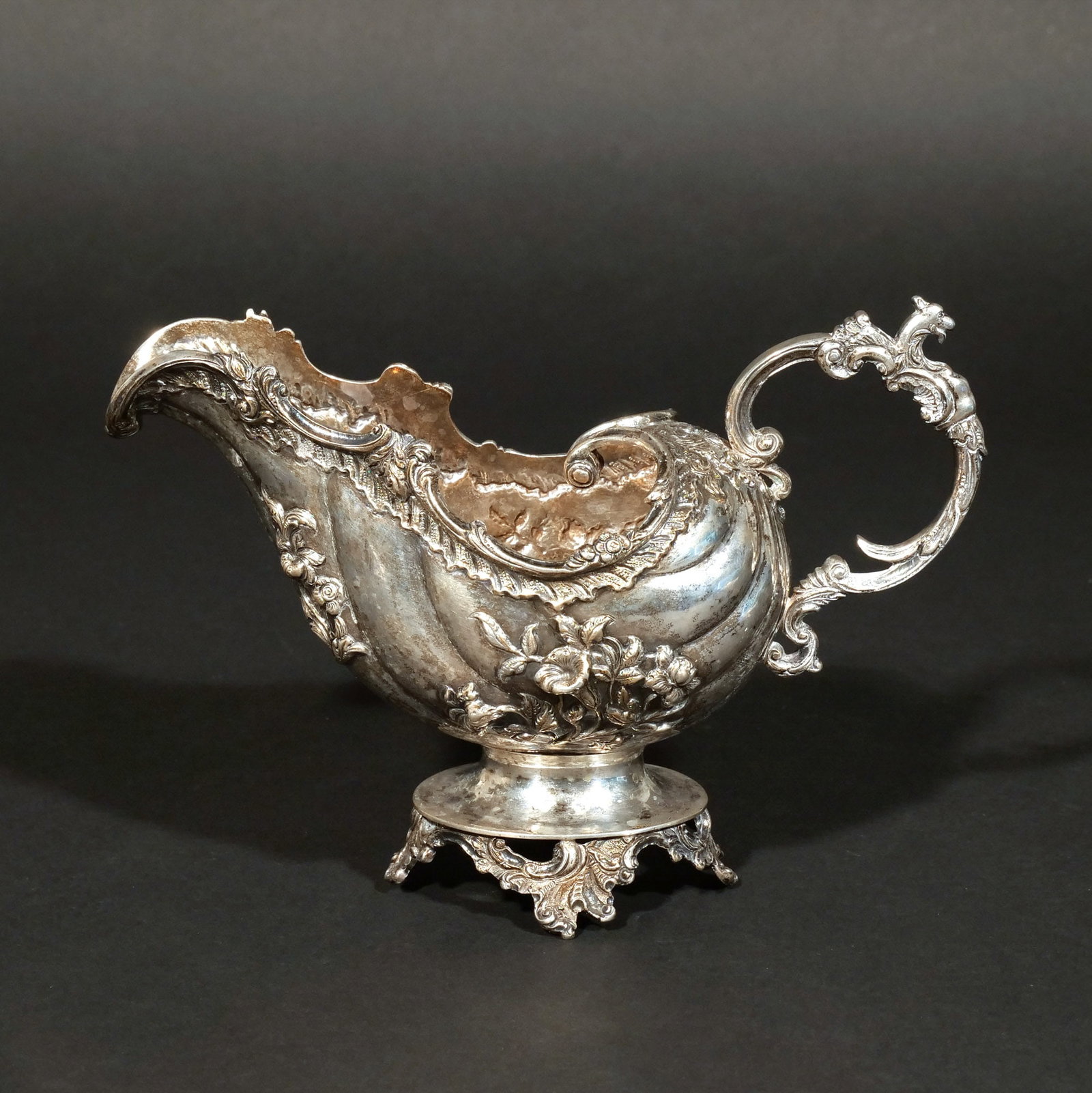 ROCOCO STYLE .833 SILVER SAUCE BOAT (1 of 10)