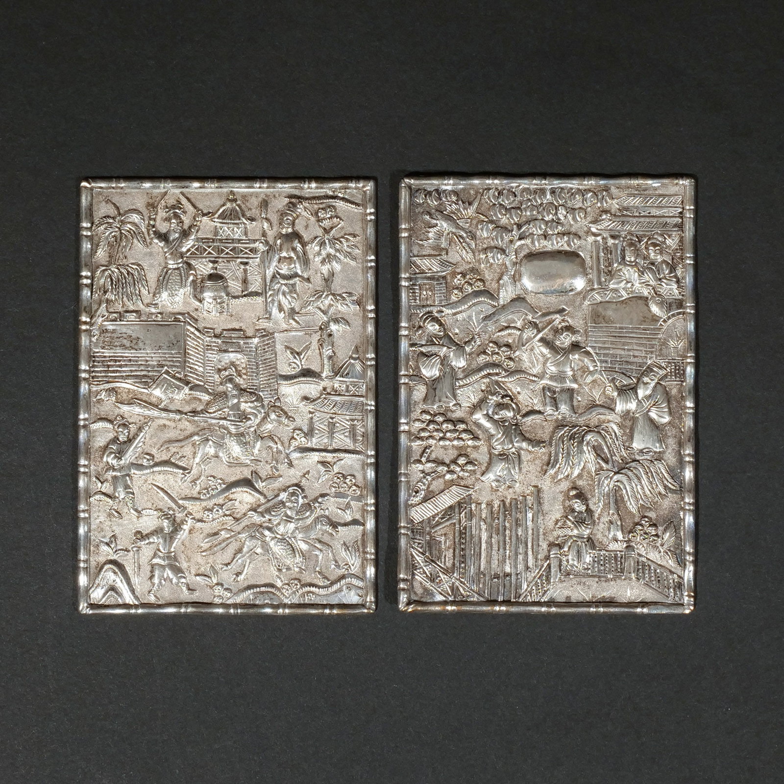 (2pc) QING DYNASTY CHINESE EXPORT SILVER PLAQUE (1 of 4)